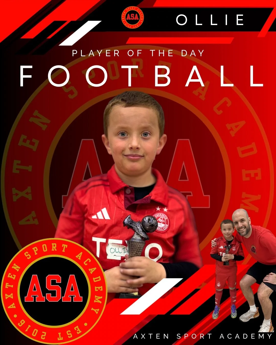 AXTEN FOOTBALL 

Tuesday - Players of the day 🏆 

OLLIE 
Today&rsquo;s focus was on passing and decision-making, and Ollie really stood out. He showed an excellent understanding of when to pass, confidently switching play into space. In the afternoo