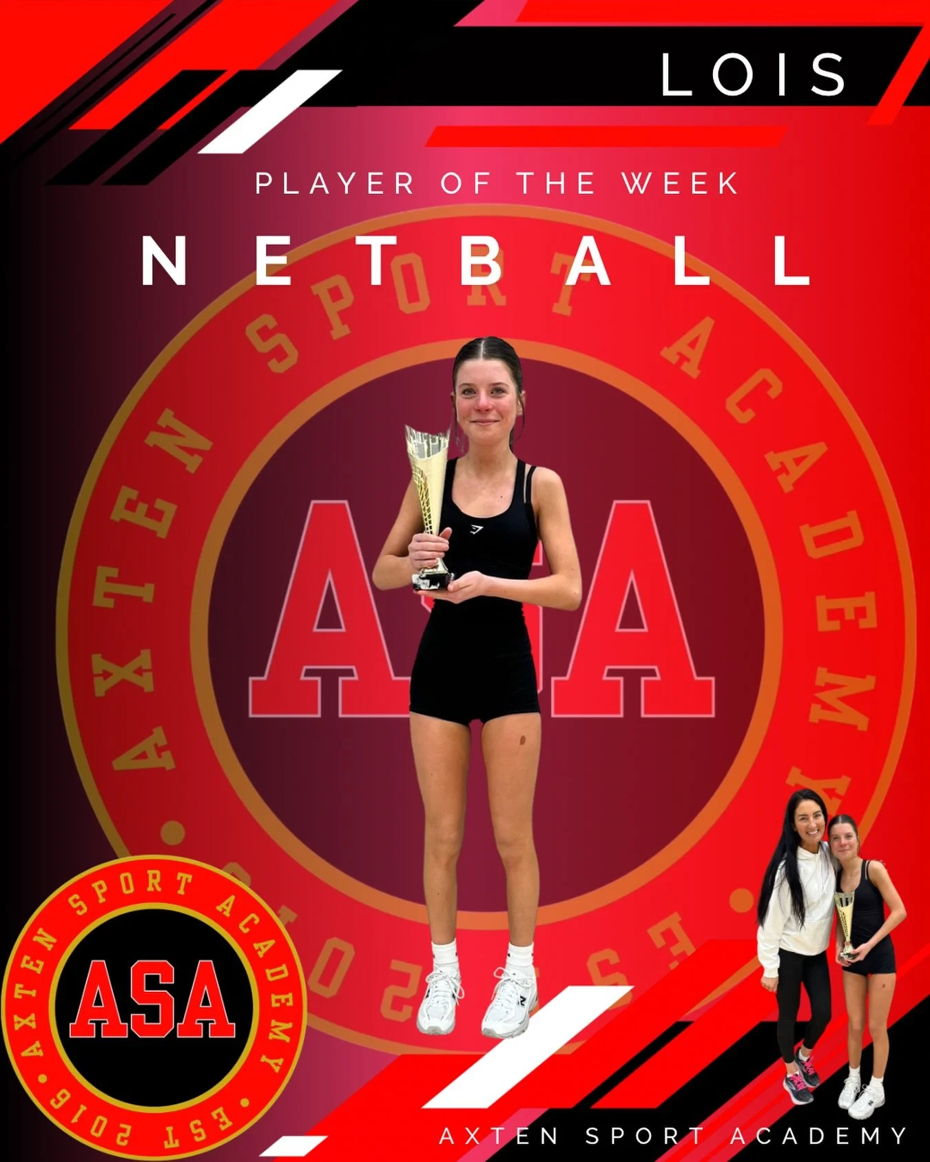 AXTEN NETBALL PLAYER OF THE WEEK ✨ 

LOIS 🏆 

Lois you are our well deserving player of the week! You&rsquo;ve been training as part of the youngest of our three senior age groups this week and that has not stopped you dominating the shooting circle