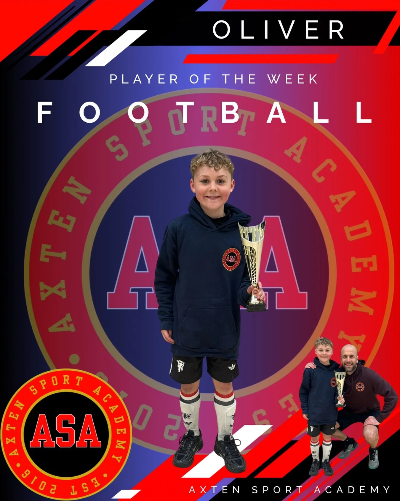 AXTEN FOOTBALL PLAYER OF THE WEEK ✨ 

OLIVER 🏆

Oliver is our Player of the Week. Our winners of this award represent the values of inclusion, excellence and leadership, and Oliver has shown these in abundance. His technical skill with both feet is 