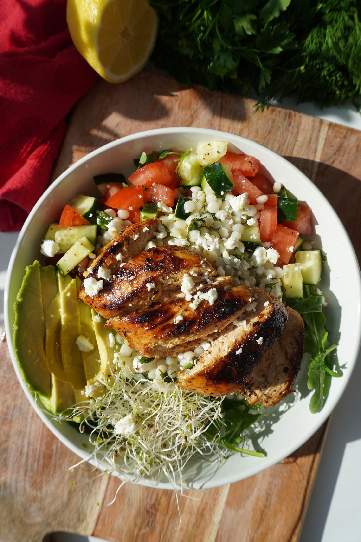 Lemon-Herb Grilled Chicken Zest Bowl — Sophia Dimkopoulos