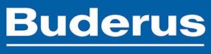 Buderus Firmenlogo auf blauem Hintergrund