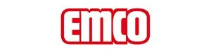 Emco Logo in roter Schrift auf weißem Hintergrund