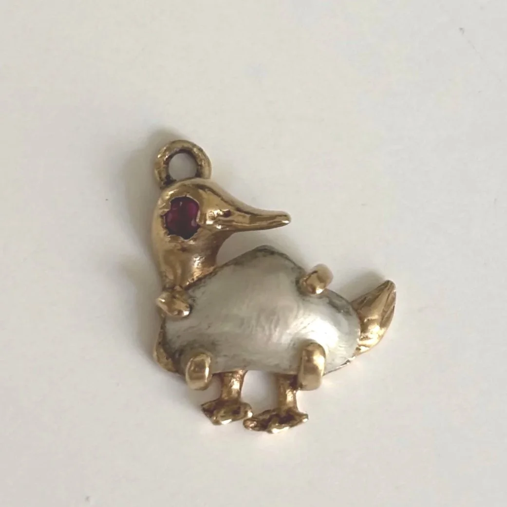 Vintage Freshwater Pearl Duck Charm