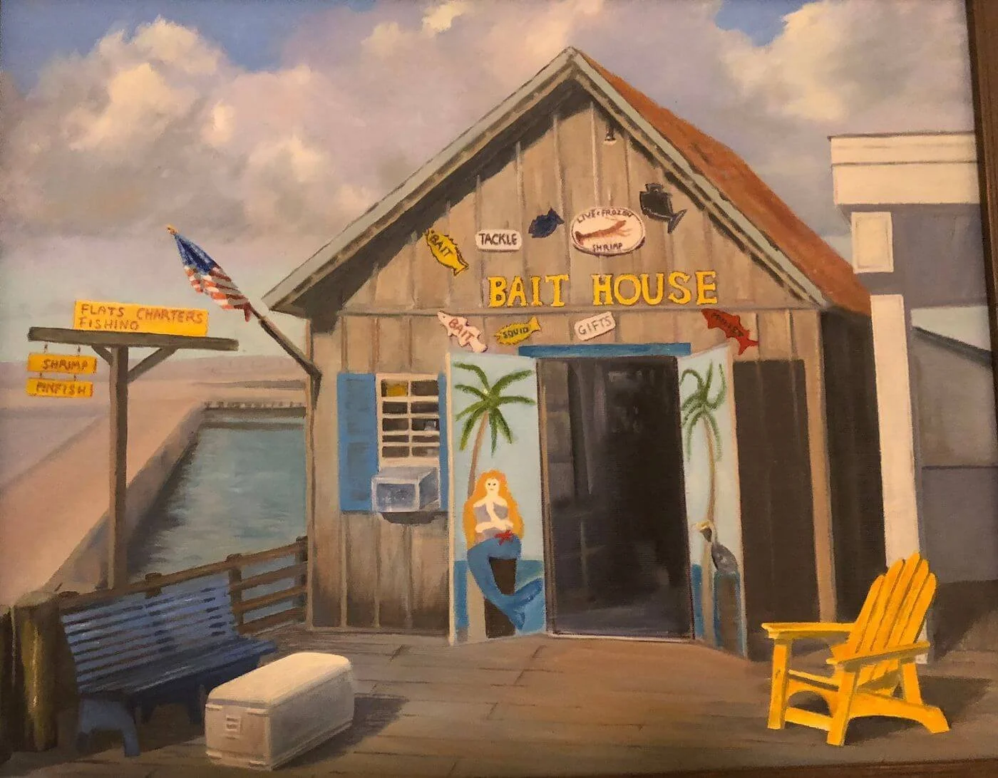 wooden baithouse in Clearwater Florida oil painting