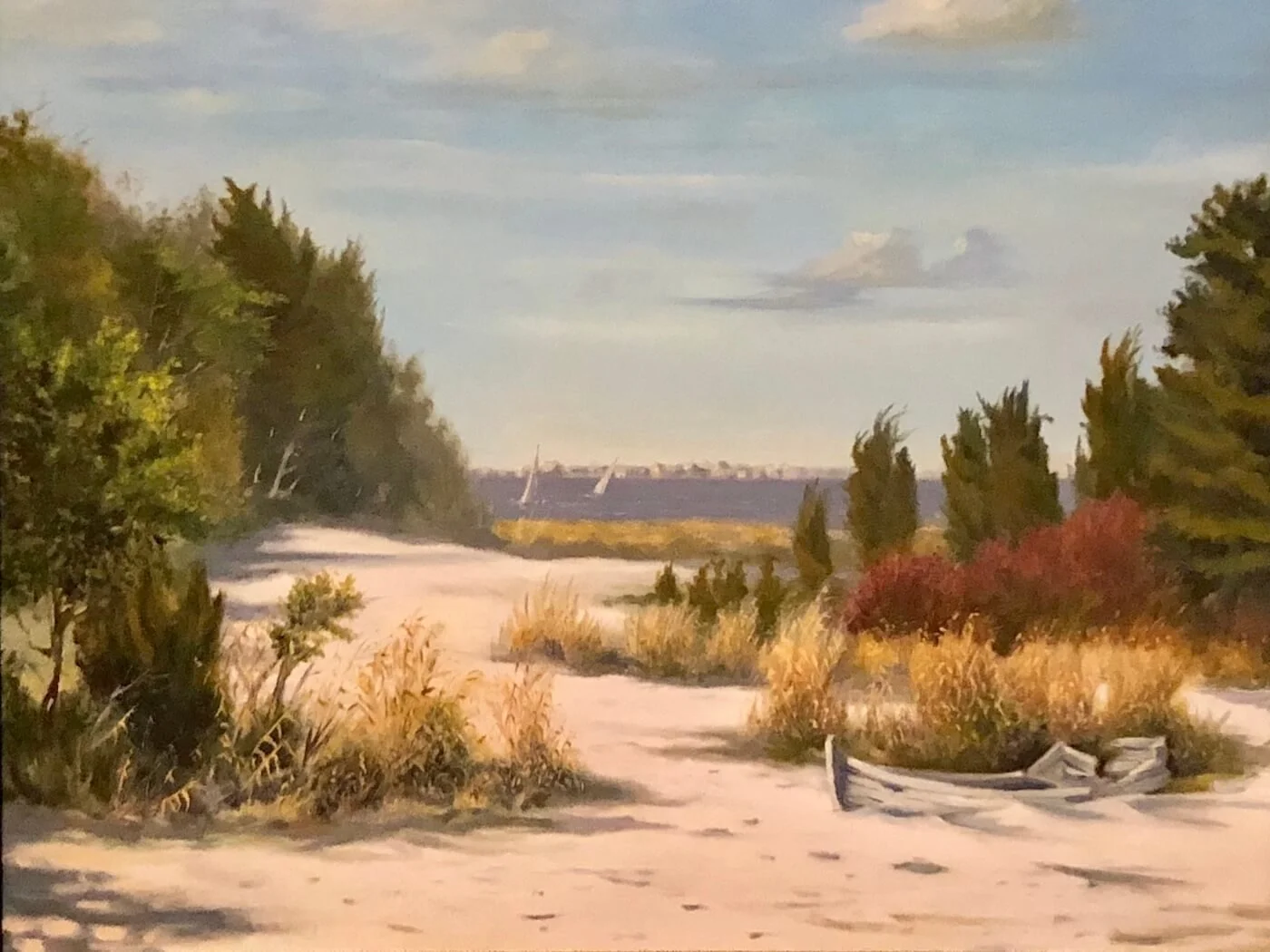 serene seascape beach oil painting