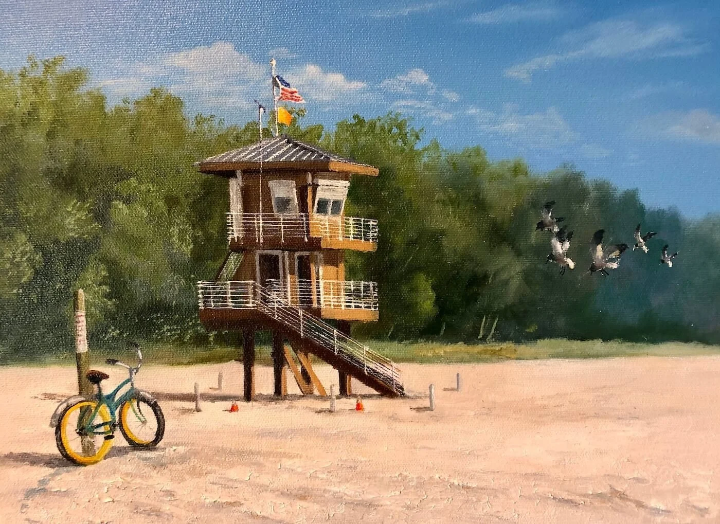 Anna Maria Island lifeguard stand beach original oil painting