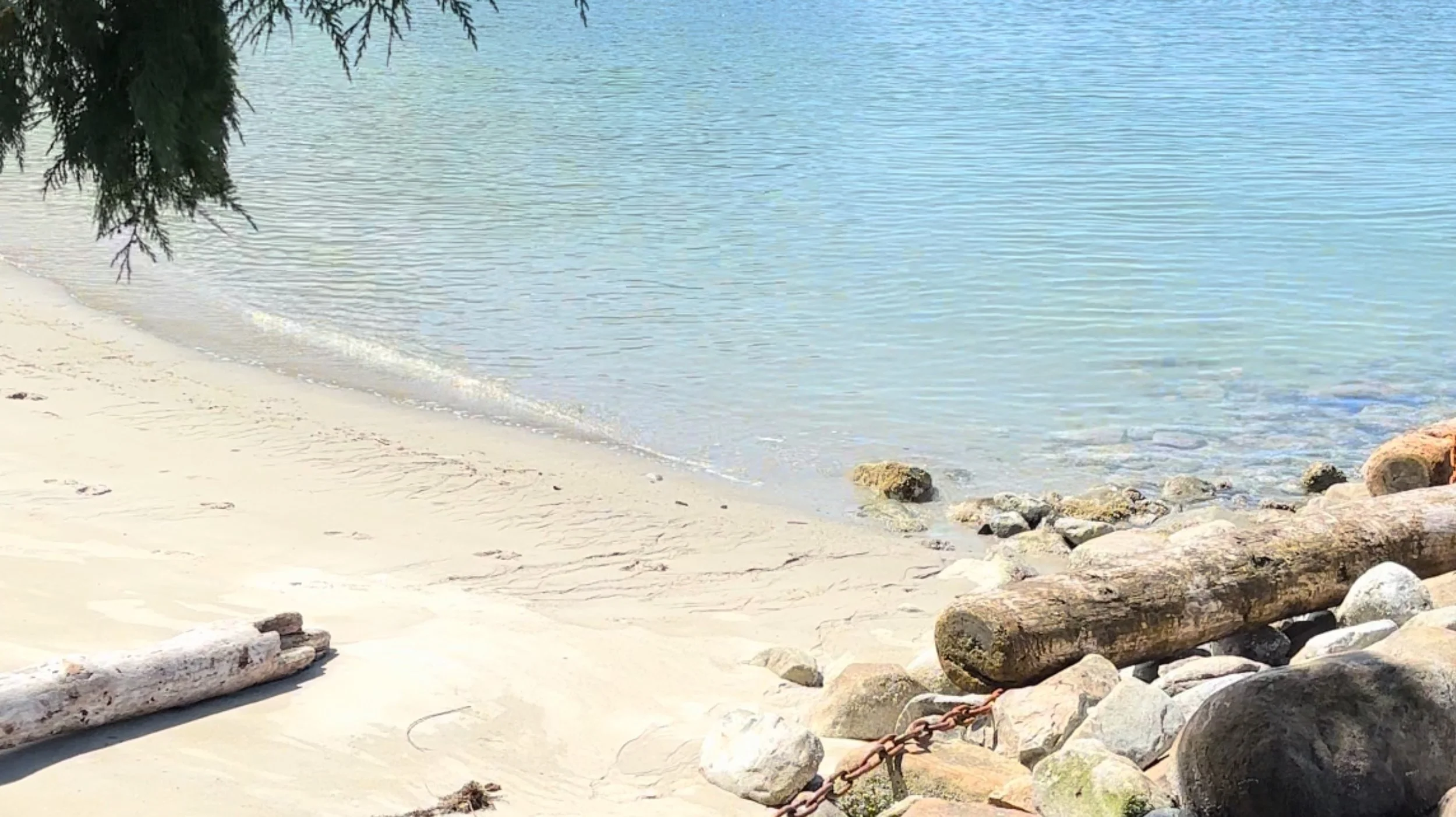 Stumble upon Serenity: Secluded Sandy Beach with Crystal Clear Blue Waters