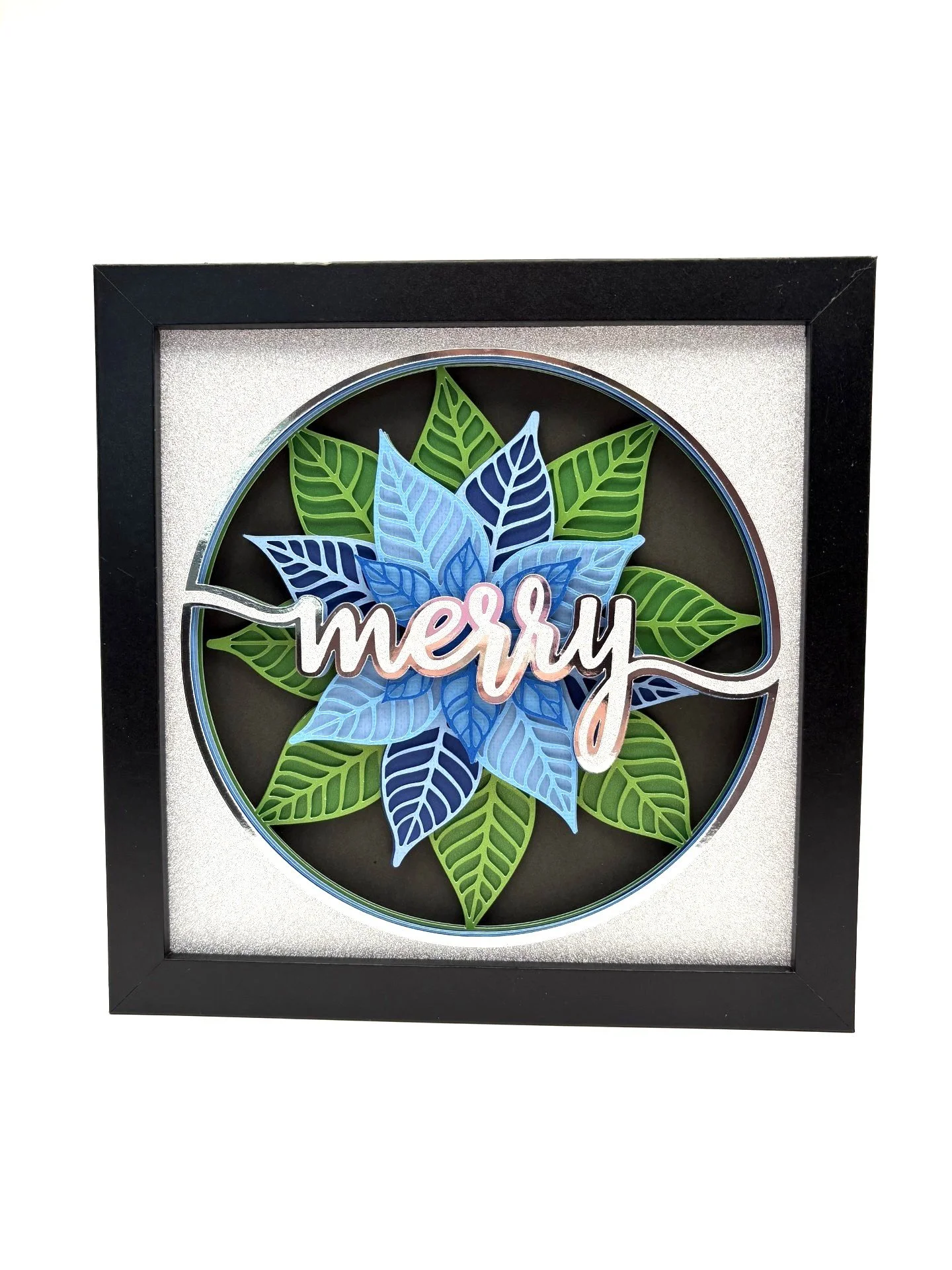 Merry Poinsettia Shadowbox (blue/silver)