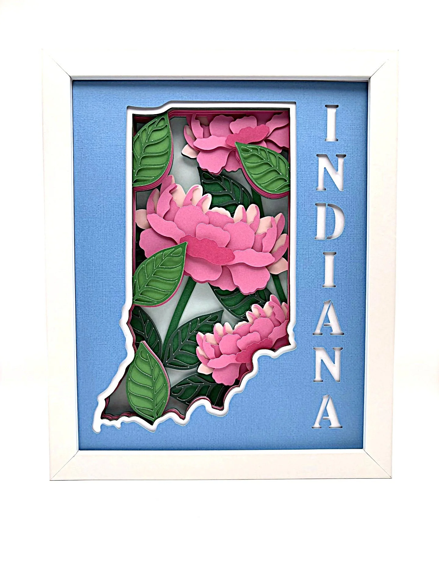 Indiana State and Flower Shadowbox
