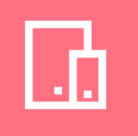 White icons of a smartphone and a tablet on a pink background