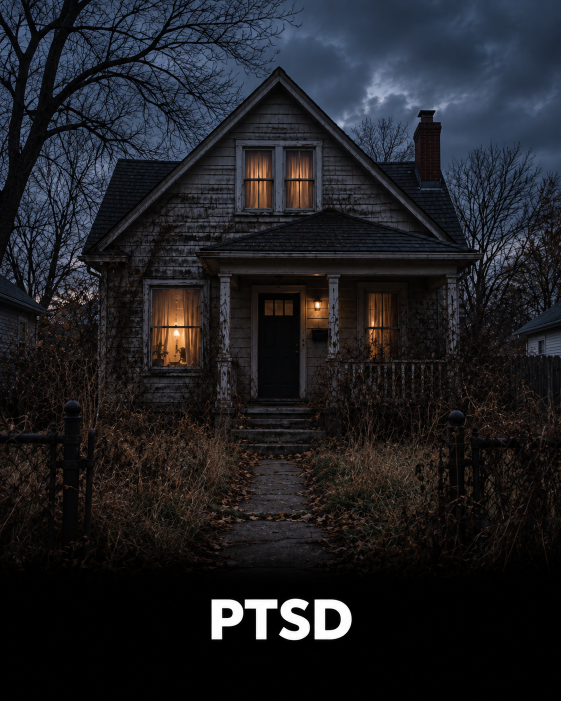Conceptual house illustration representing PTSD, hypervigilance, trauma, and emotional safety.