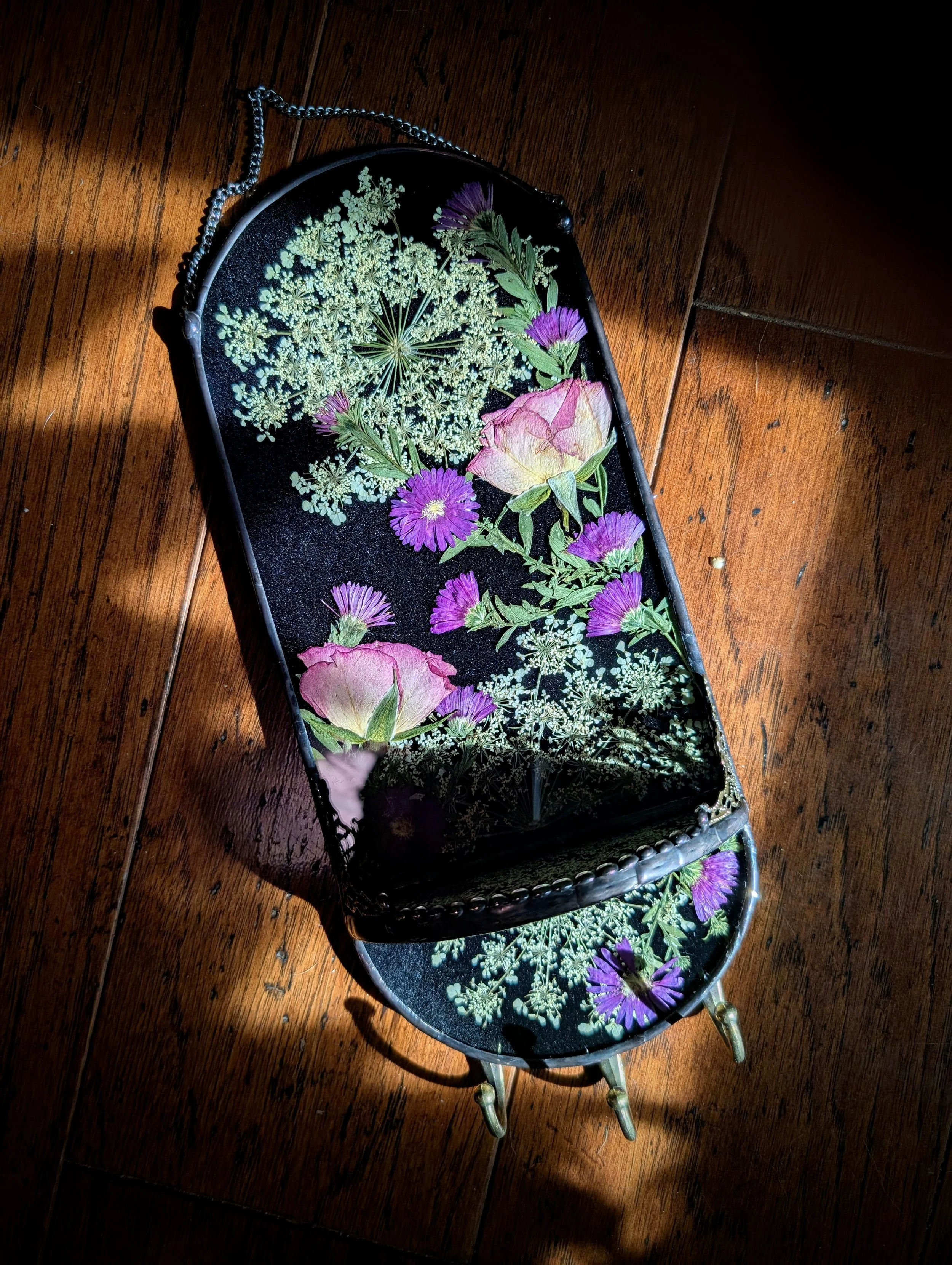 Pressed Flower Hanging Trinket Tray