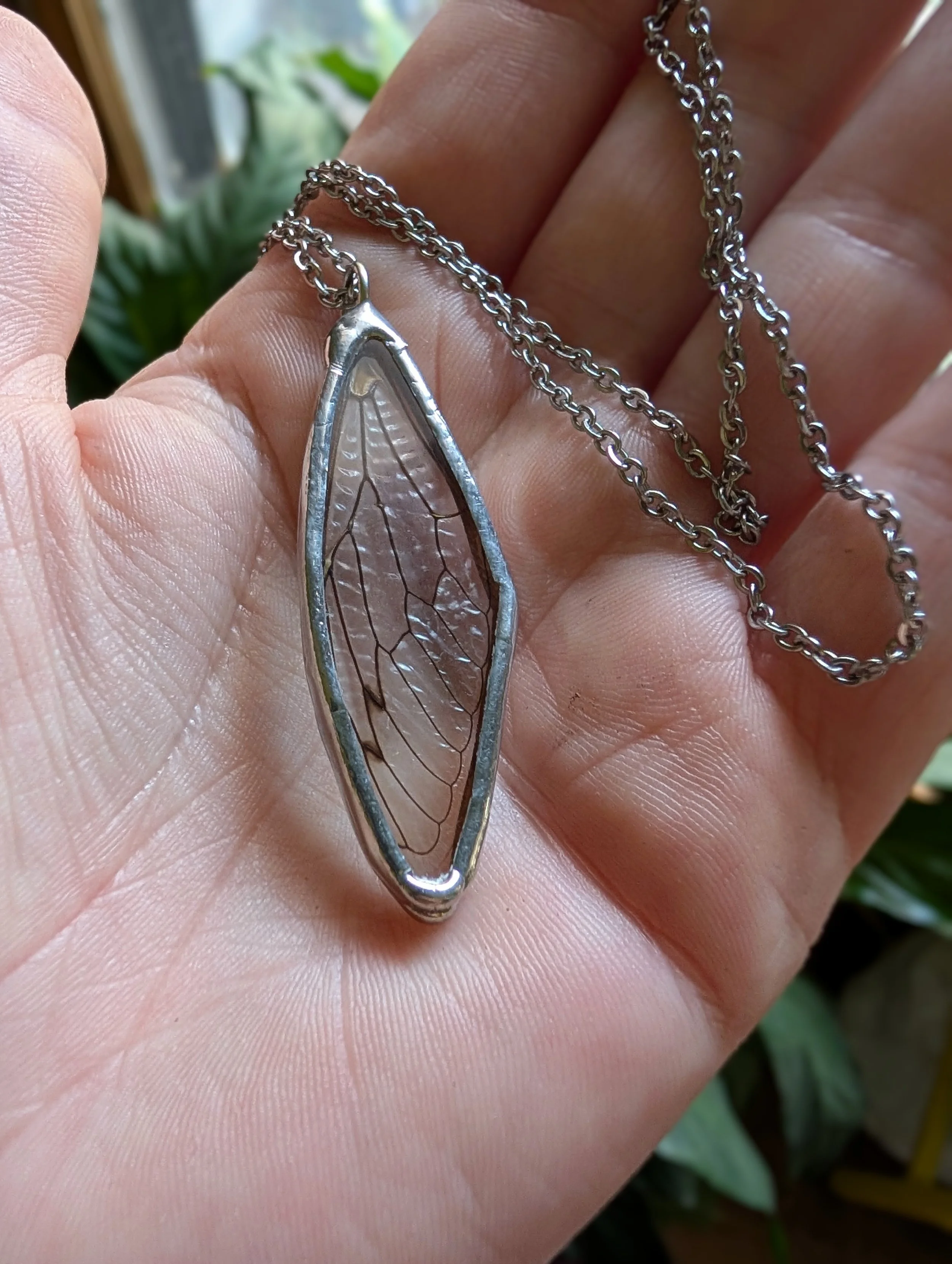 Real Cicada Wing in Glass Necklace