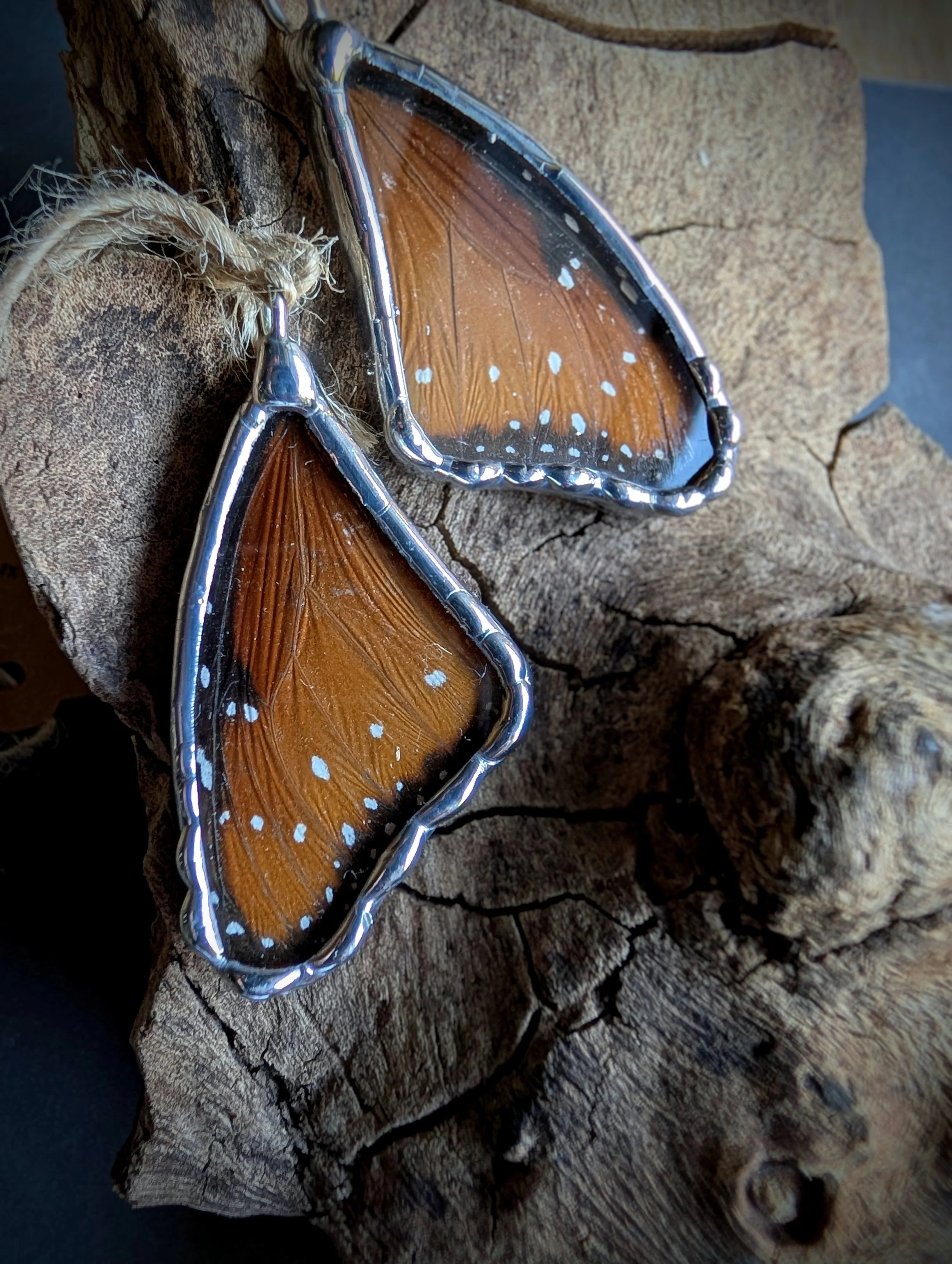 Real Queen Butterfly Wing Pendant (in glass)