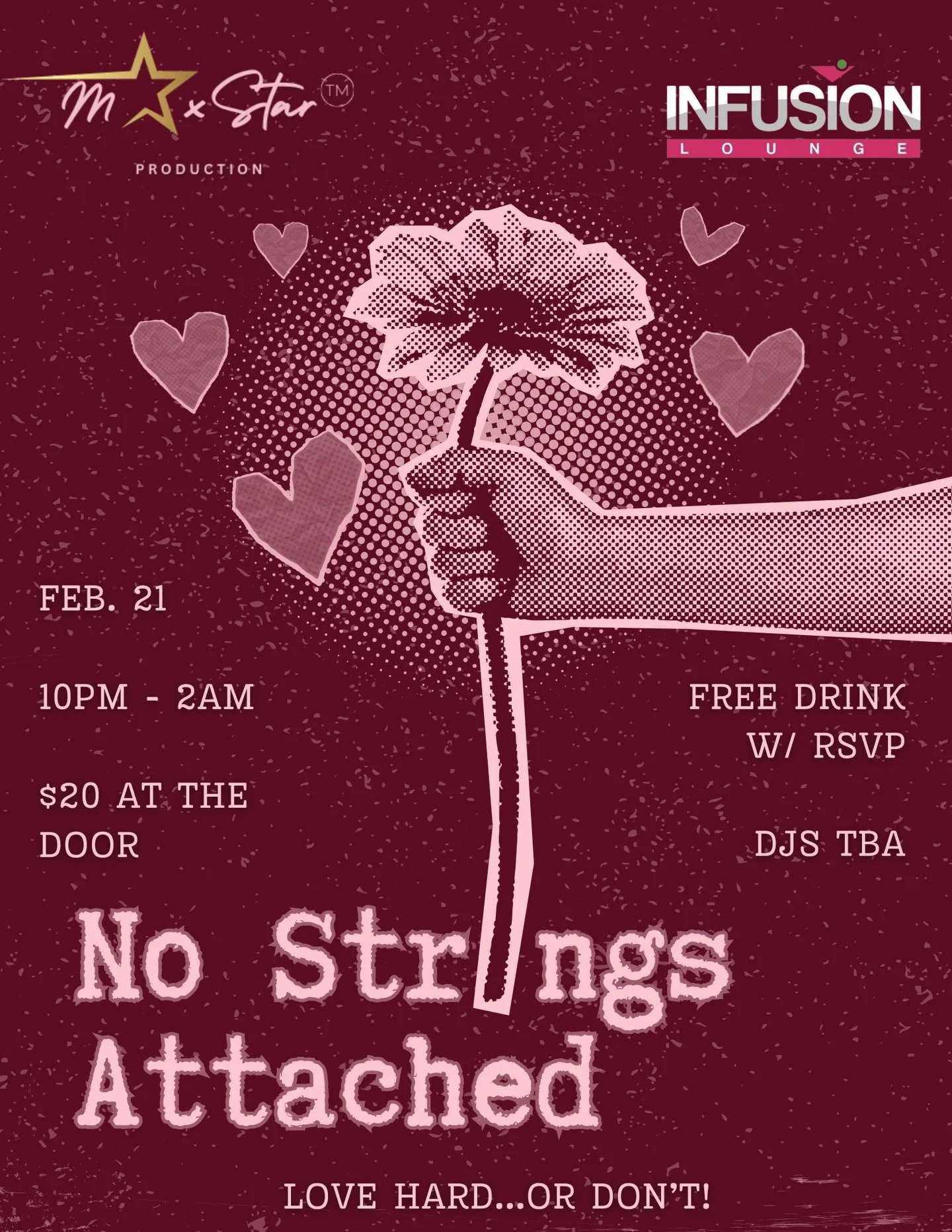 Struck by cupid this year? 🥰 Or thriving solo? 😌 Love hard...or don't! At #NoStringsAttached on February 21st, at @infusionphilly 🧶✂️

FREE cocktail w/ RSVP (🔗 in bio!), DJs TBA, and more surprises to come! 🖤🎉
.
.
.
#phillyevents #phillynightli