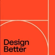 Orange geometric design with the text 'Design Better' in black.