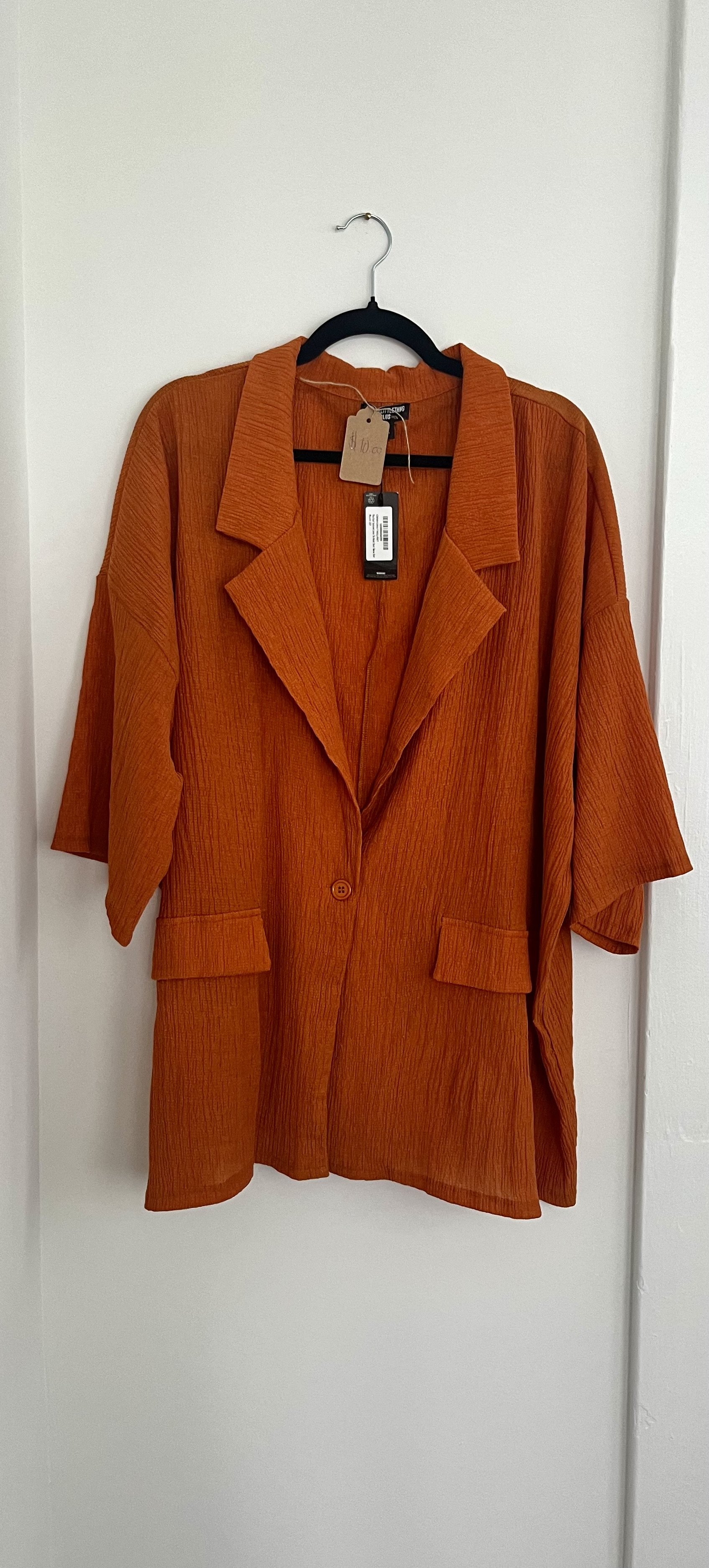 Orange Textured Button Up