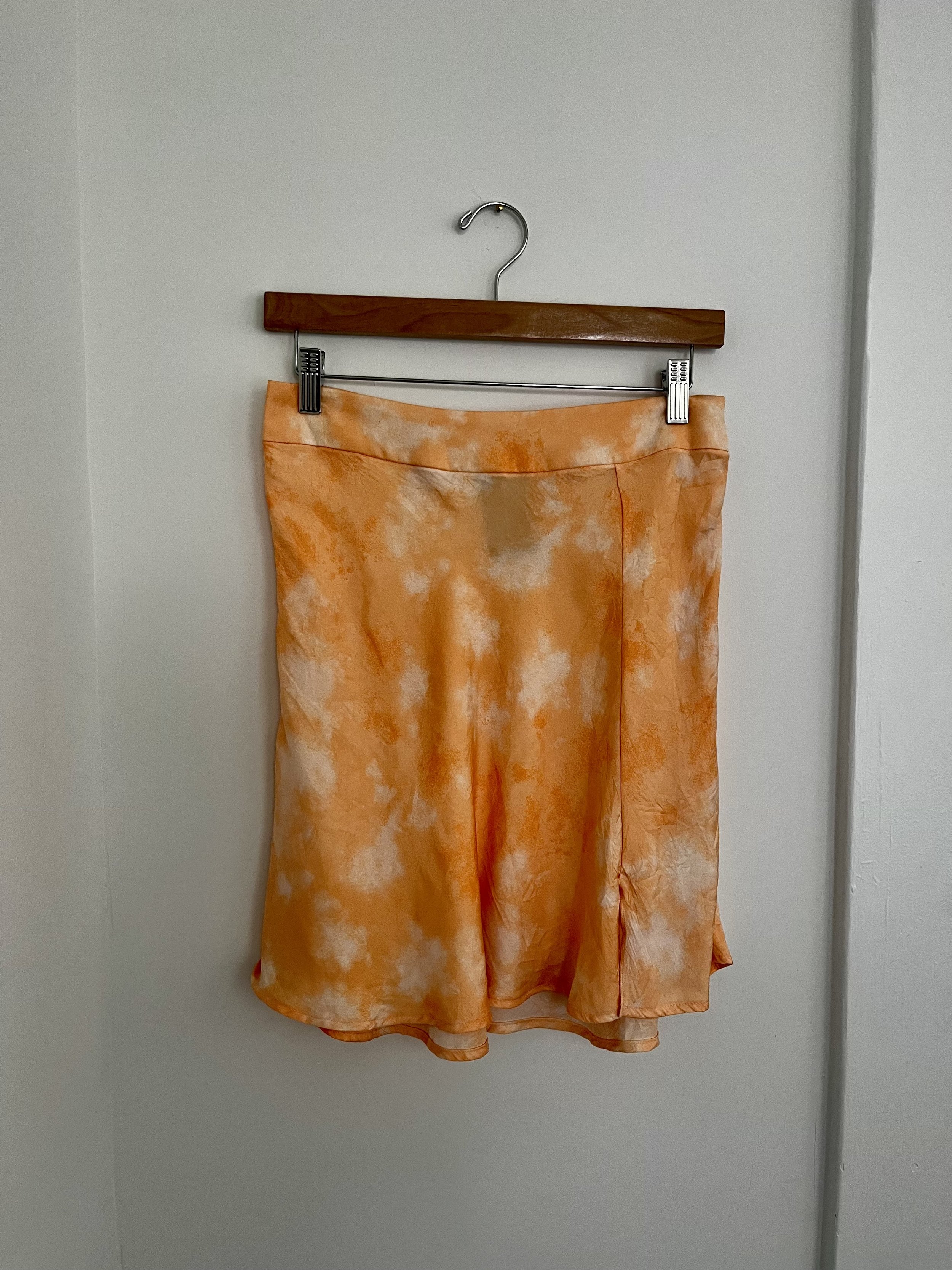 Free People Orange Tie Dye Silk Skirt