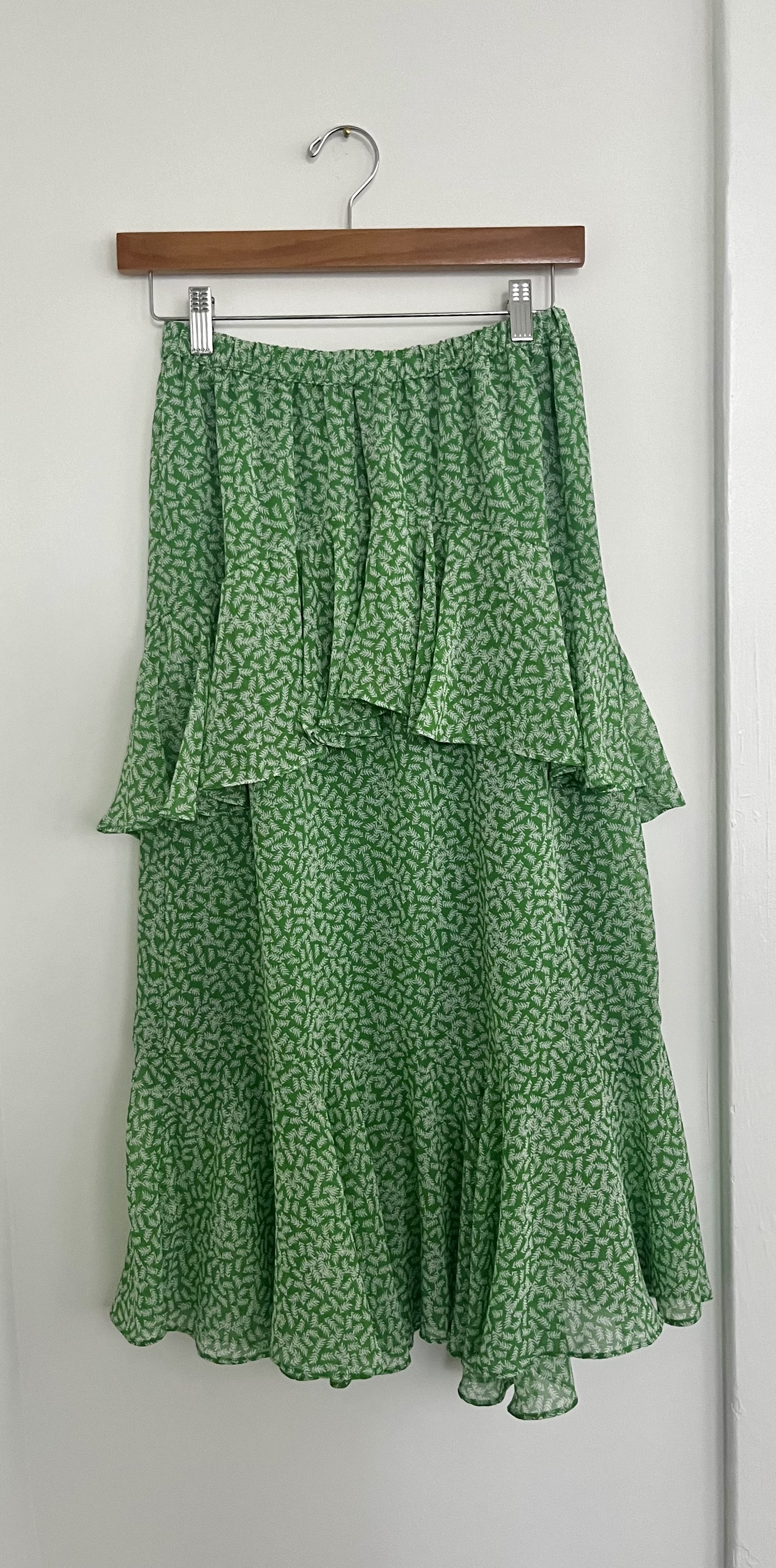 Green Tiered Floral Skirt