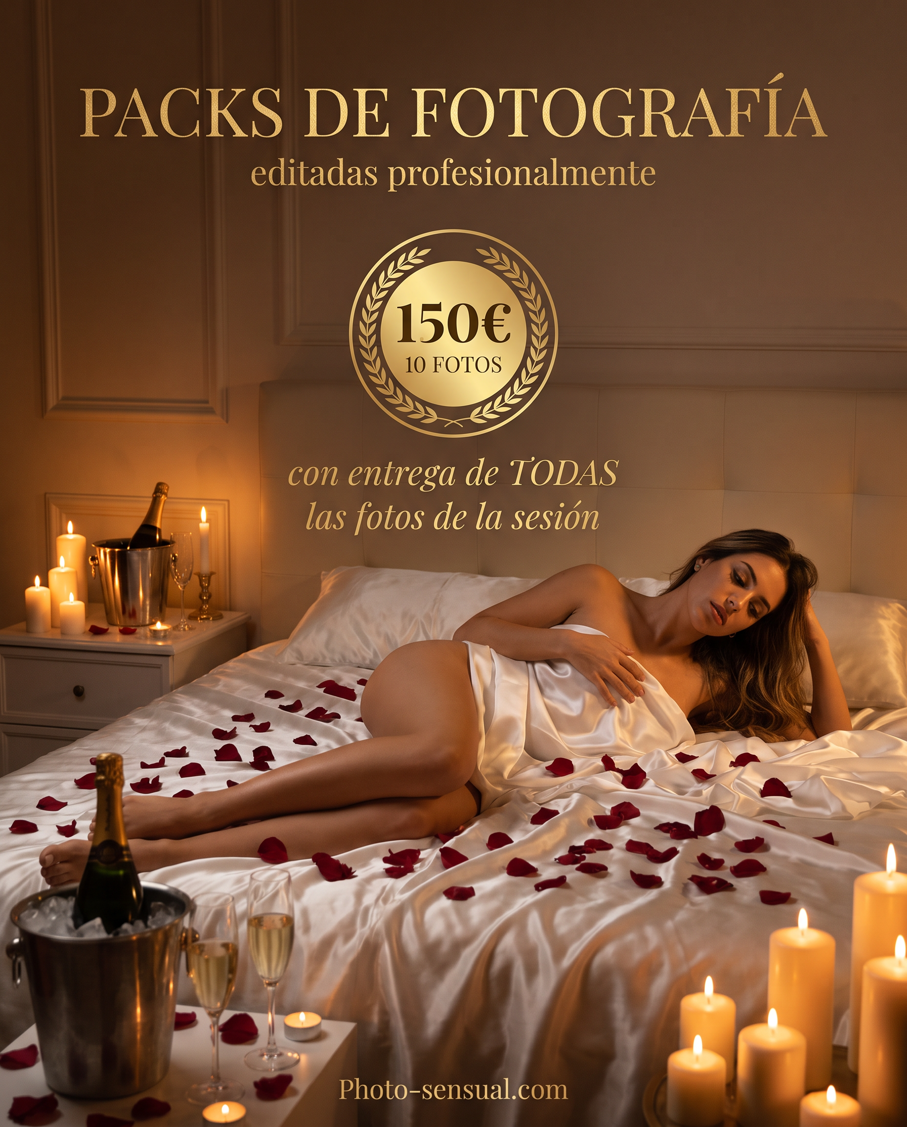 Mujer en posa sensualmente para una fotografia erótica