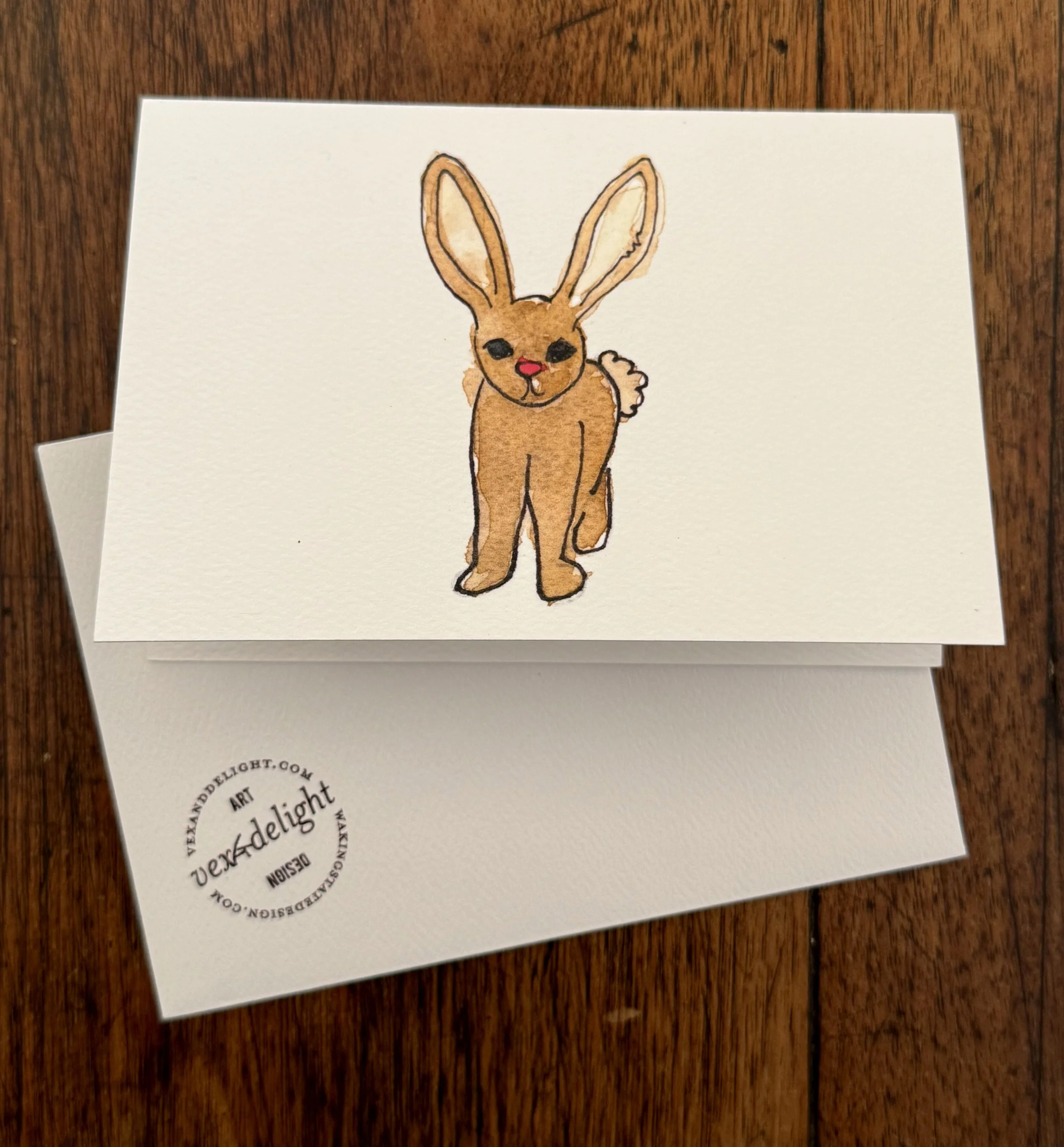 Original Art Blank Card featuring one Bunny Rabbit – with envelope