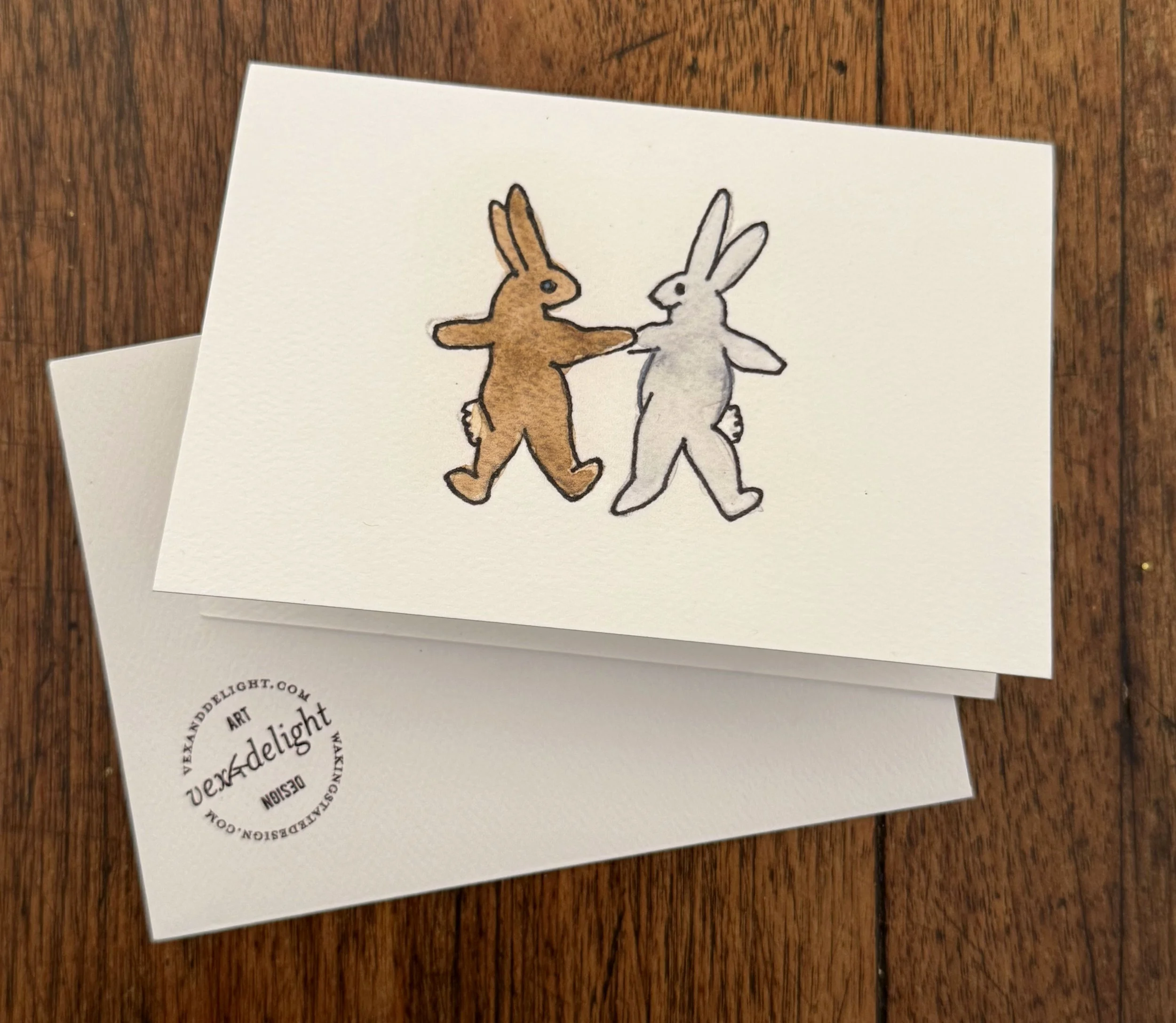 Original Art Blank Card featuring Two Bunnies – with envelope