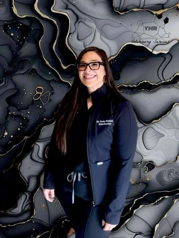 Veterinarian, Dr. Robles, specializing in animal health and preventive care services. Can perform wellness checks, vaccines, deworming, diagnostics, labs and testing, imaging, and minor surgical procedures (including spays, neuters, pyometra).
