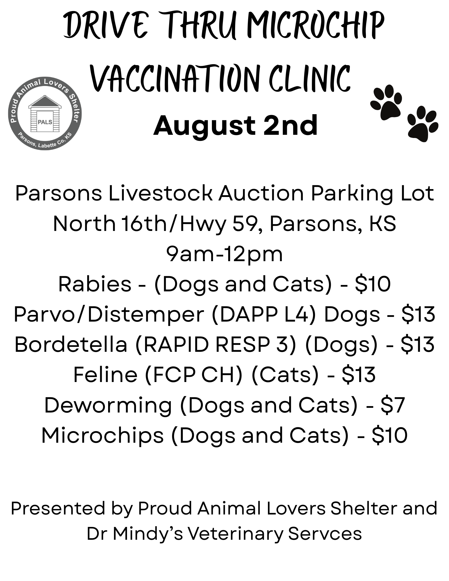Drive Through Vaccination/Microchip Clinic