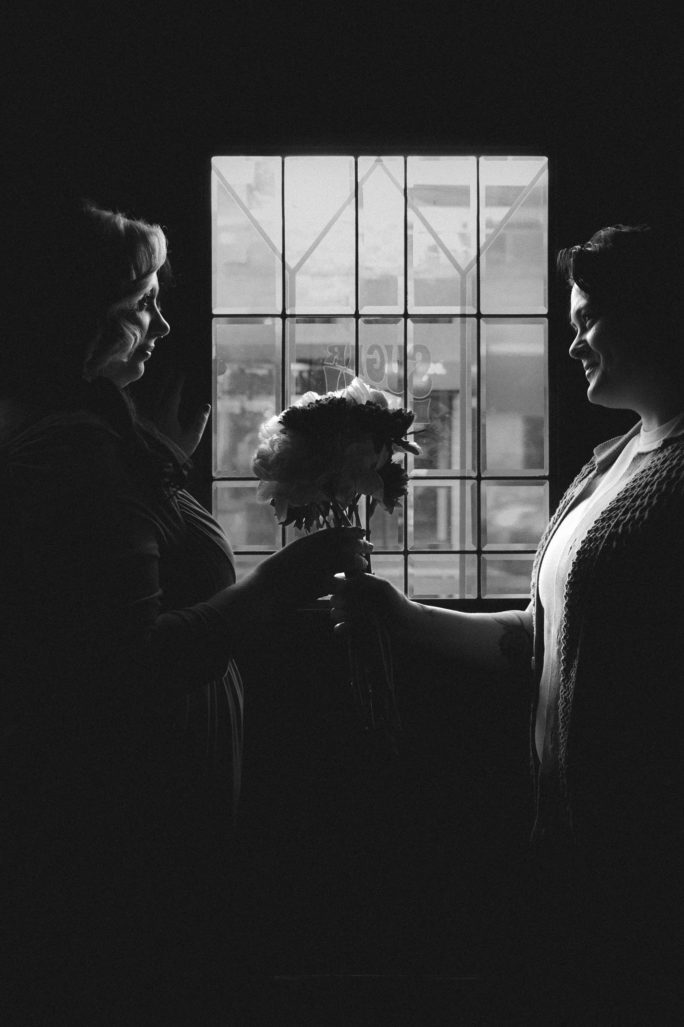 Lesbian/queer LGBTQ couple engaged in Portland Oregon