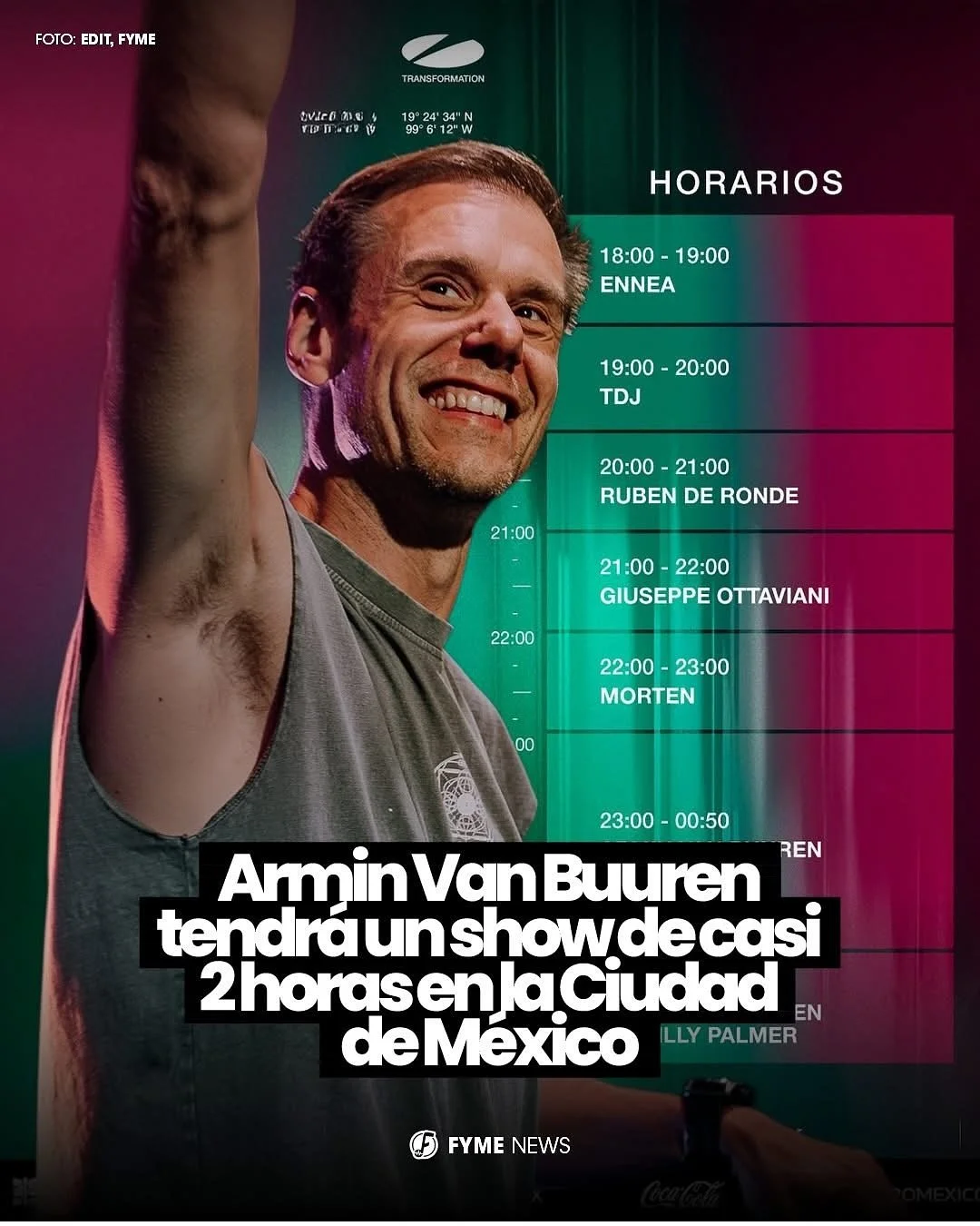 Oficialmente Armin van Buuren tendrá un show de 2 horas en la Ciudad de México para el regreso de A State Of Trance 🇲🇽¡Además tendrá un b2b con Lilly Palmer de 1 Hora! 🔥 Esto será imperdible. 
#arminvanbuu