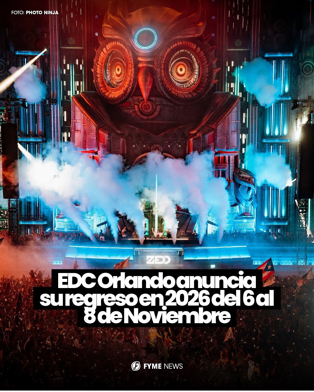 EDC Orlando confirma su regreso para 2026.🌼🔥

El festival anunci&oacute; oficialmente las fechas de su pr&oacute;xima edici&oacute;n, que se llevar&aacute; a cabo el 6, 7 y 8 de noviembre de 2026. 🌈🦉

#edcorlando #electricdaisycarnival