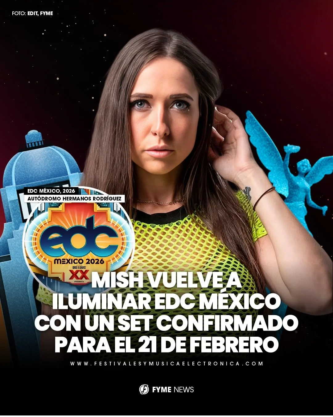 @mishdj  llega a @edc_mexico  este s&aacute;bado 21 de febrero con un set potente, lleno de energ&iacute;a 🚨🔥

Es una DJ y productora australiana de m&uacute;sica Hardstyle y Rawstyle, actualmente radicada en los Pa&iacute;ses Bajos. 📍🥵

Ha actua