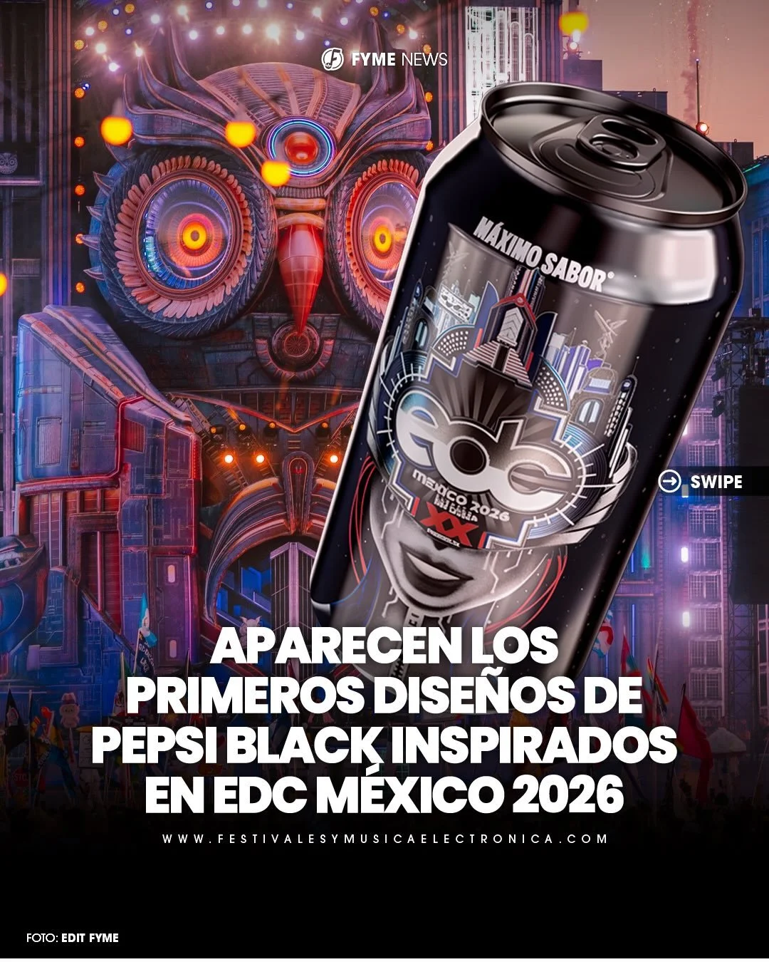 Ya est&aacute;n disponibles las latas edici&oacute;n especial de Pepsi Black x EDC M&eacute;xico.

Los nuevos dise&ntilde;os conmemorativos ya comenzaron a verse en tiendas, adelantando una de las colaboraciones m&aacute;s esperadas rumbo a EDC M&eac