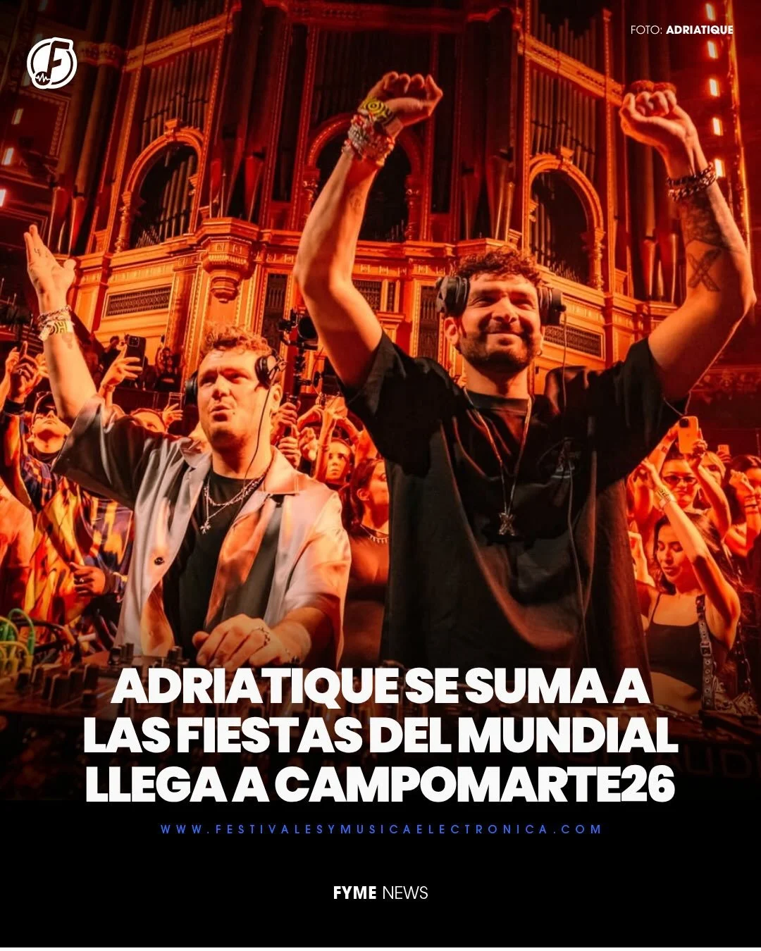 El d&uacute;o suizo de techno mel&oacute;dico @adriatique se une a la cartelera de conciertos en @campomarte26 ✨

El gran evento musical y deportivo del verano que se celebra del 11 de junio al 19 de julio de 2026 🇲🇽⚽️

#campomarte26 #adriatique #c