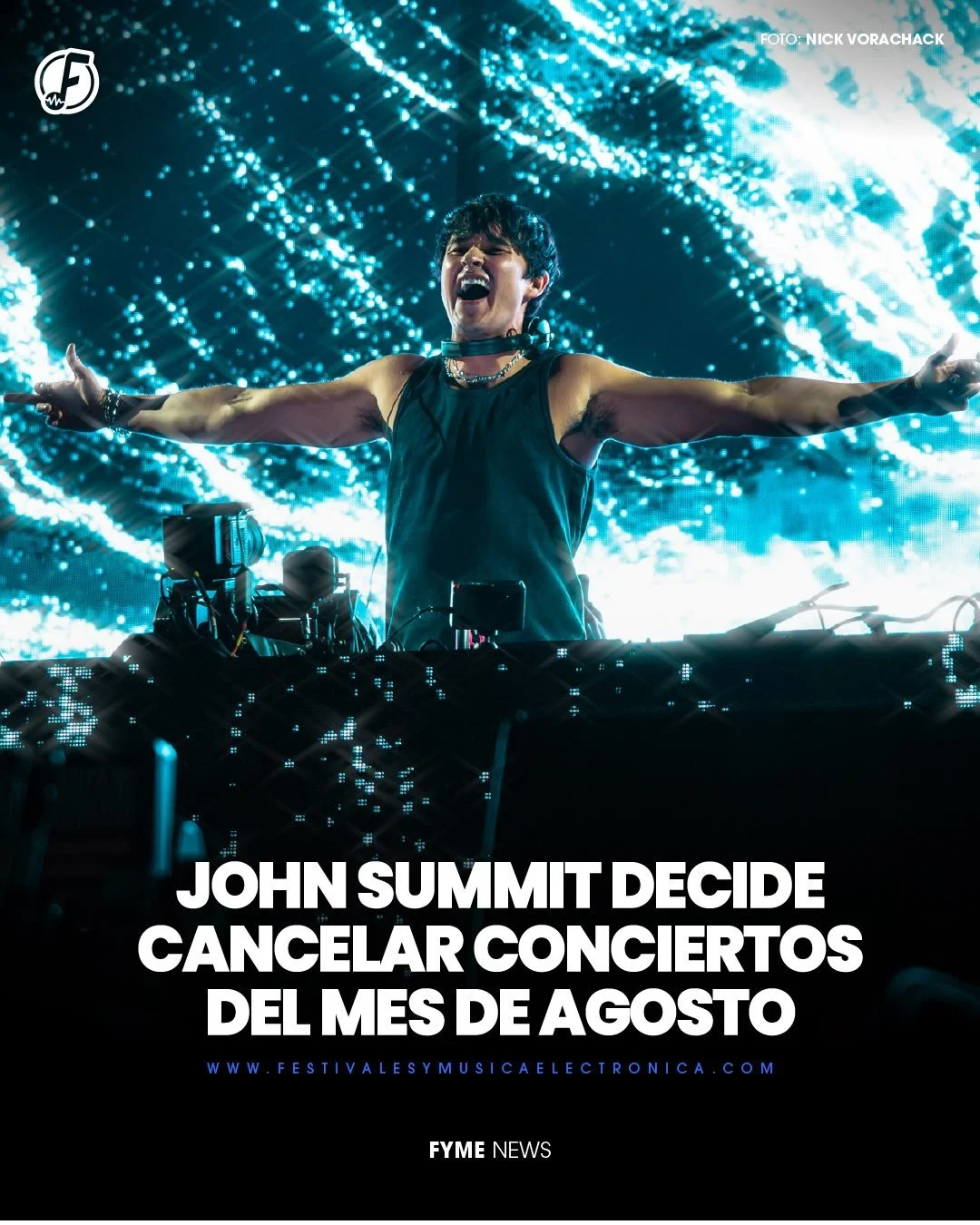 El DJ y productor @johnsummit cancel&oacute; sus presentaciones restantes de agosto para descansar y preparar su pr&oacute;xima gira, seg&uacute;n anunci&oacute; en sus redes sociales el d&iacute;a de hoy. 

Tras un a&ntilde;o lleno de m&uacute;sica 