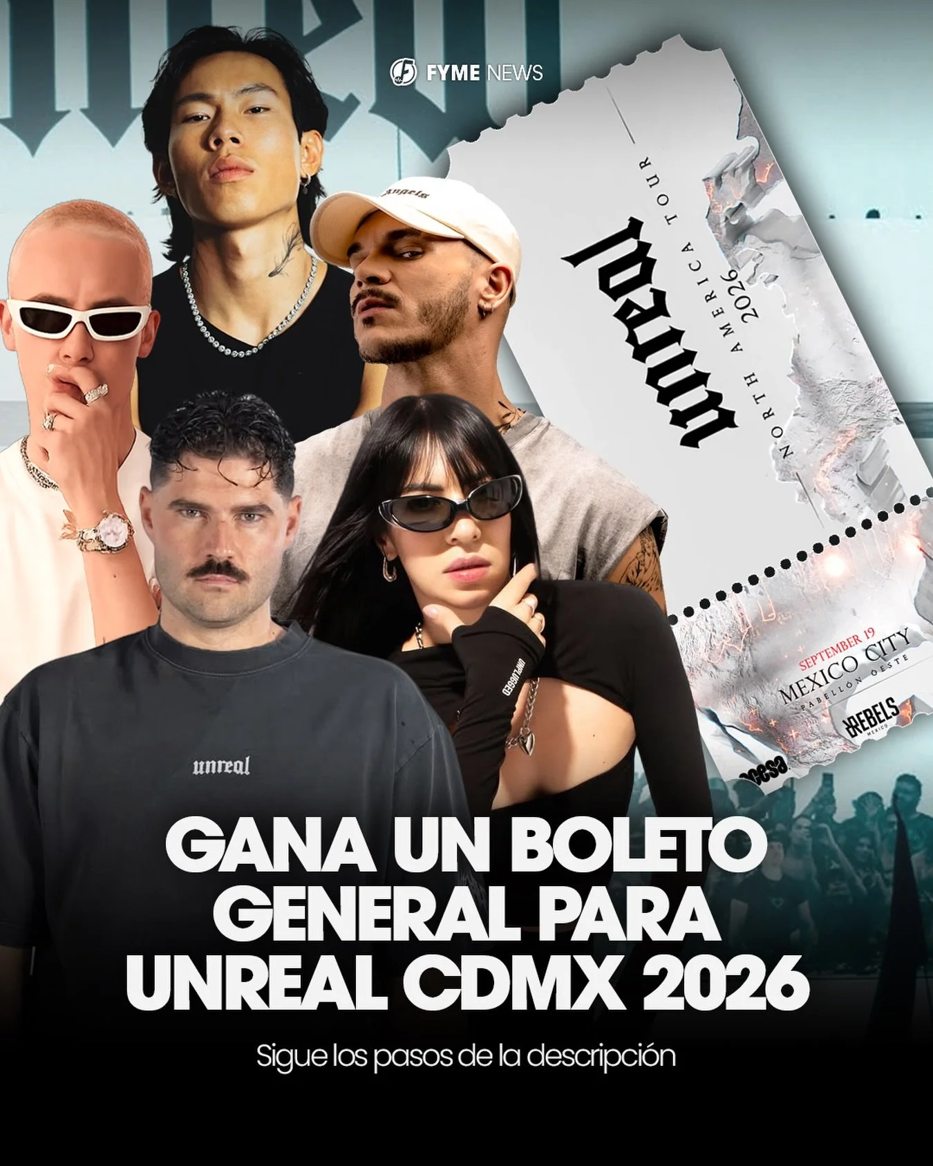 @fyme.off y @rebelsevents_mx quieren llevarte a vivir UNREAL en Ciudad de M&eacute;xico. ⚡

Tenemos 1 pase individual para que seas parte de la primera edici&oacute;n de UNREAL en M&eacute;xico, este s&aacute;bado 19 de septiembre en Pabell&oacute;n 