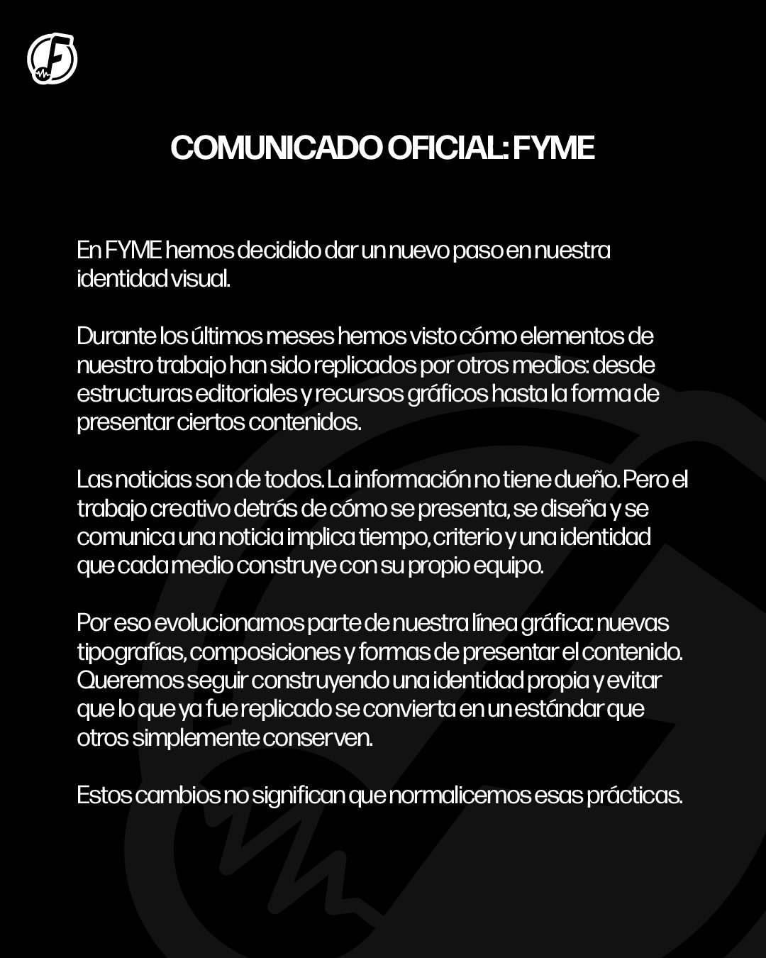 COMUNICADO FYME ⚪️