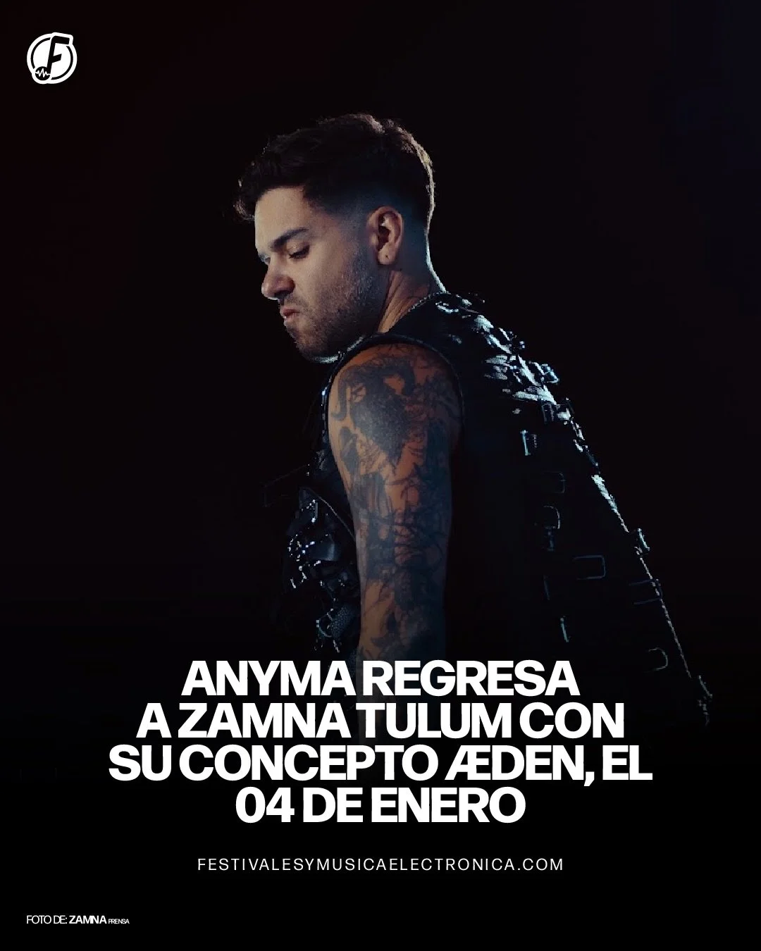 Anyma (@anyma) presentar&aacute; su espect&aacute;culo audiovisual &AElig;DEN el pr&oacute;ximo 4 de enero de 2027 en Zamna Tulum (@zamna.music), como parte de la temporada por el d&eacute;cimo aniversario del venue. 🔊

La fecha tambi&eacute;n reuni