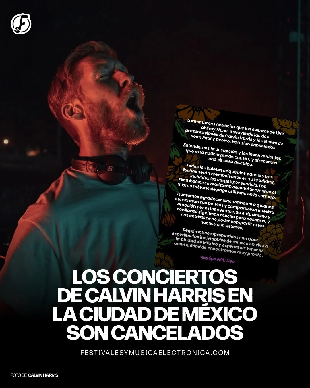 DE &Uacute;LTIMO MOMENTO 🚨

Se cancela la presentaci&oacute;n de Calvin Harris, Deorro y Sean Paul en la CDMX 🇲🇽

Todos los boletos adquiridos ser&aacute;n reembolsados en su totalidad.

Una l&aacute;stima, atentos a sus correos electr&oacute;nico