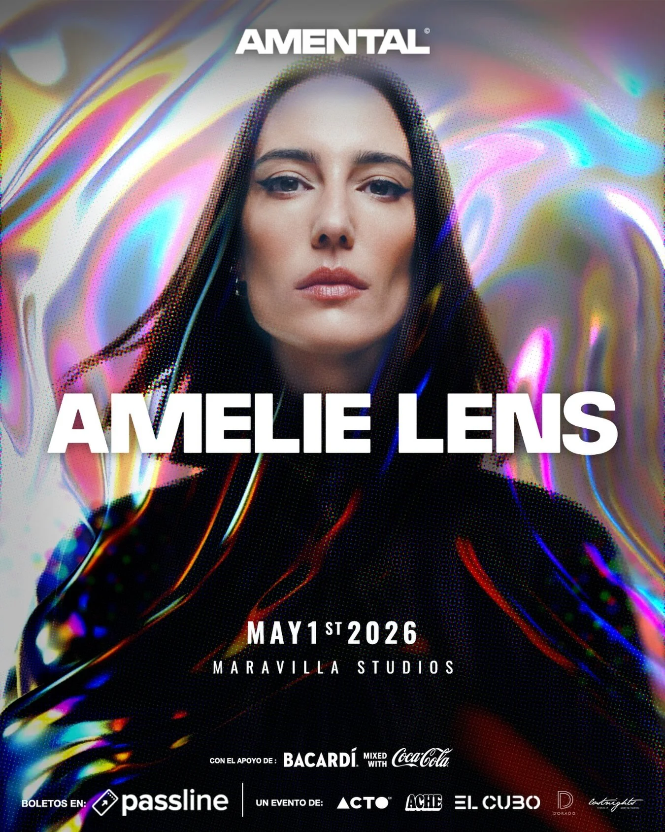 Flyer oficial del evento de Amelie Lens en Maravilla Studios CDMX 2026