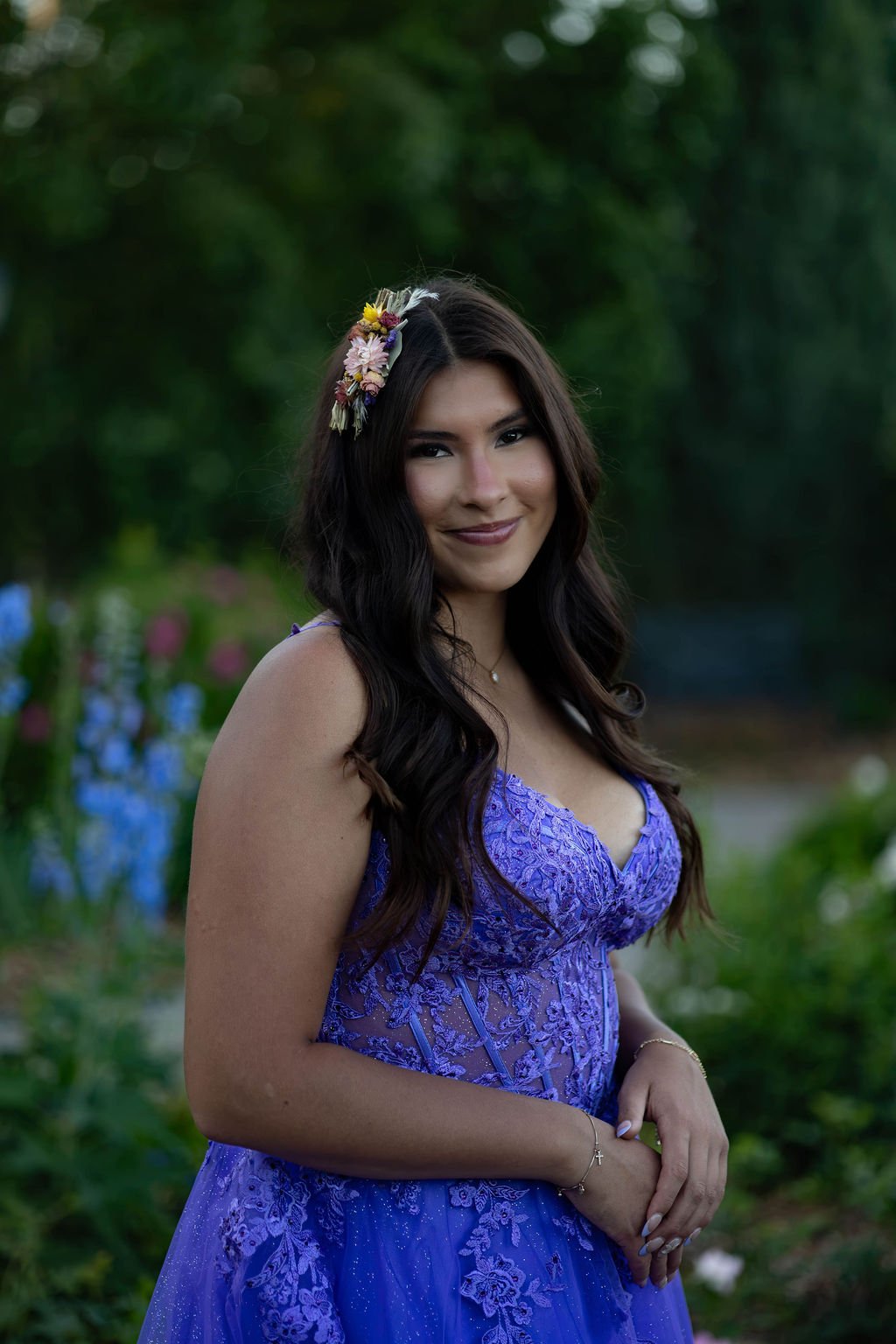 Horncastle Photography sweetgrass hair comb for graduate with Indigenous model from Sweetgrass Nation
