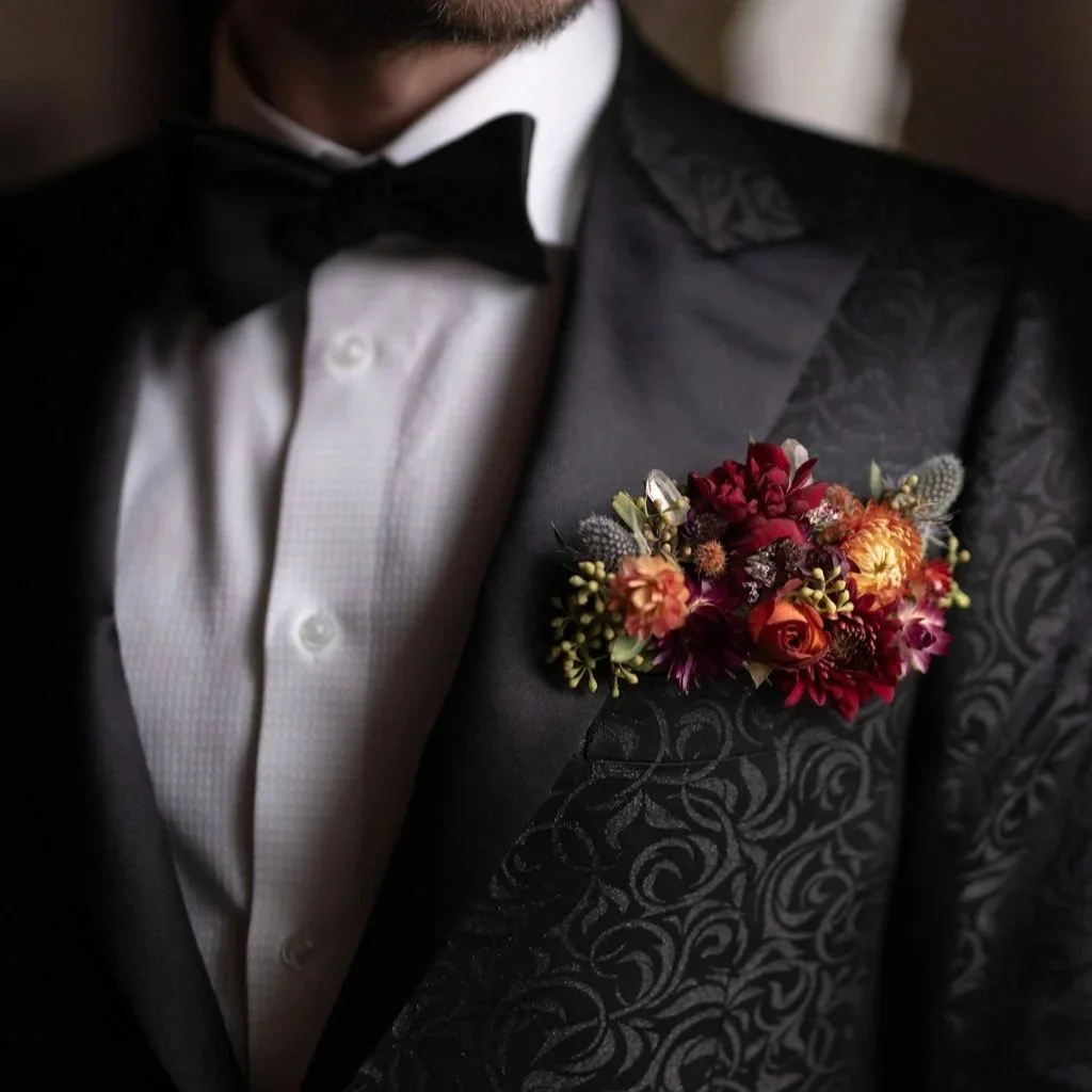 Dried Floral & Crystal Pocket Square