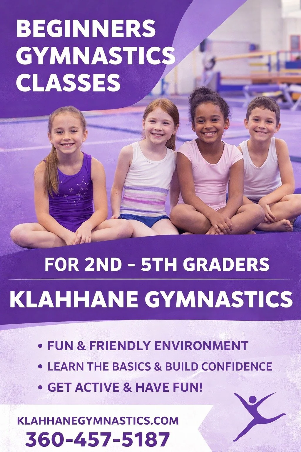 🤸&zwj;♀️ **BEGINNERS GYMNASTICS CLASSES** 🤸&zwj;♂️

Looking for a fun and active activity for your child? Join us at **Klahhane Gymnastics**!

✨ **Who:** Beginning and returning 2nd&ndash;5th graders
📍 **Where:** Klahhane Gymnastics
📅 **When:** R