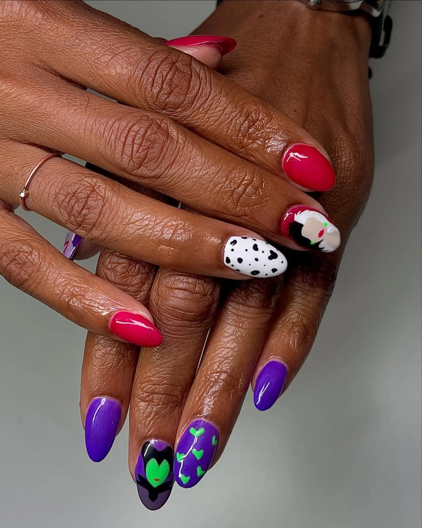 disney villains 😈
&mdash;&mdash;
inspo from @tiara_nails_hi 
@mongupnails full gel overlay kit 
#structuregel #roundnails #beginnernailtech #rosemead #losanageles #halloweennails #spookyseason
