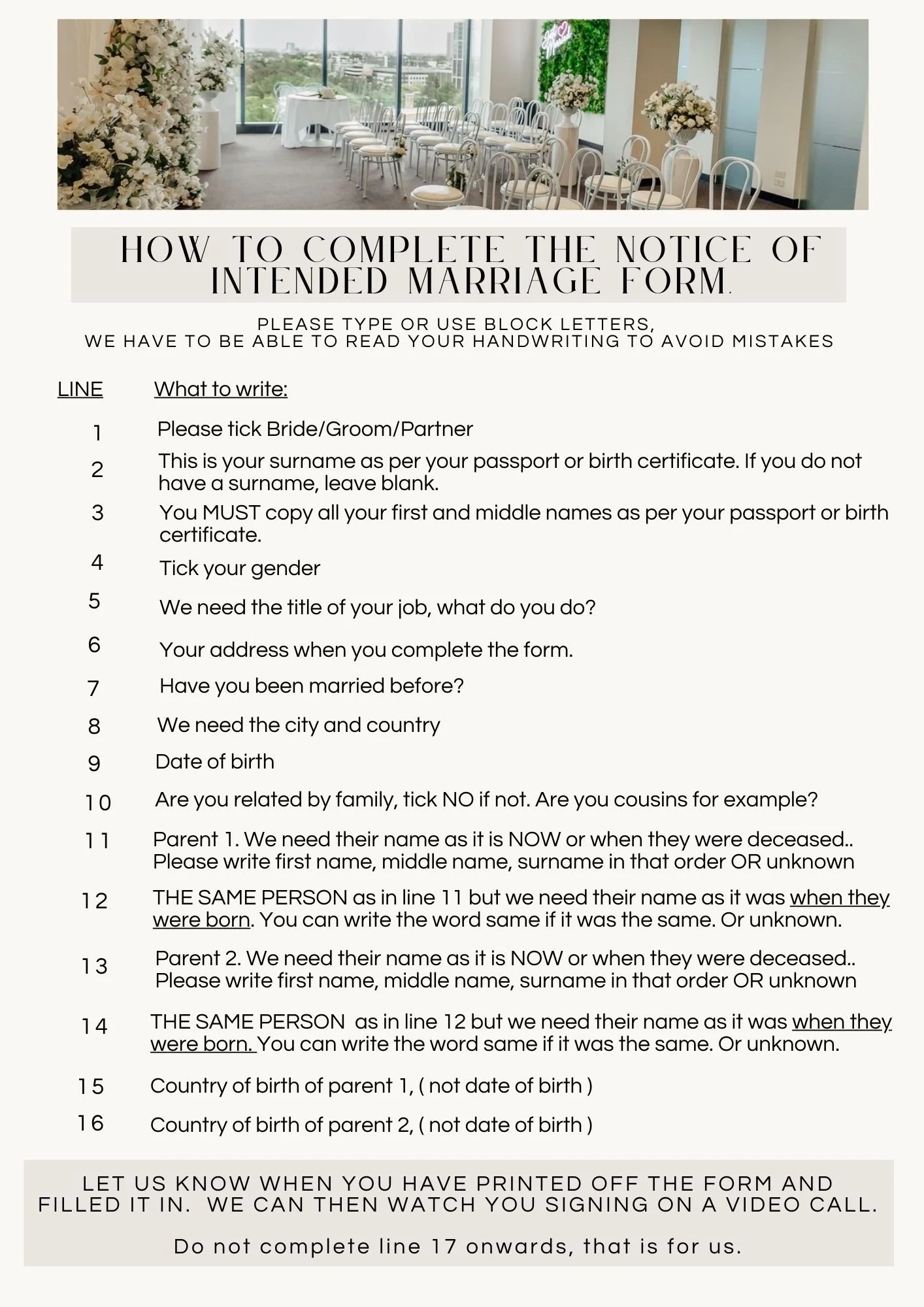 How to complete the Notice of Intended Marriage form (NOIM)