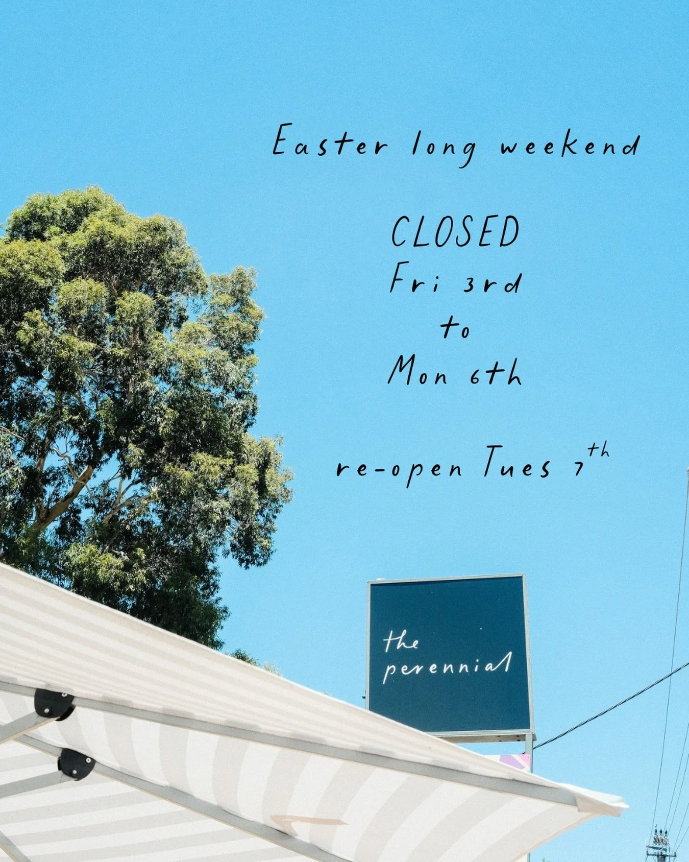 CLOSED for the Easter long weekend 🍫🐰
We&rsquo;ll be here as per usual until 2pm on Thursday the 2nd of April and then back at it for all your coffee and brunch needs at 6.30am Tuesday the 7th. 
Enjoy the choccy and have a great long weekend!