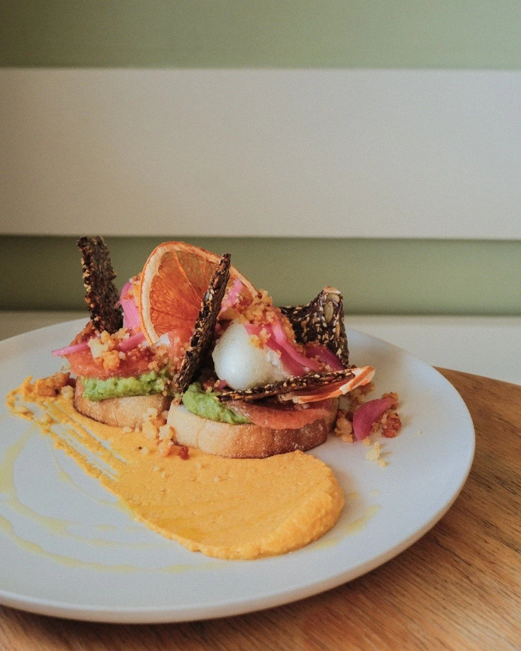 Well, isn't this just avo-lutely smashing 🥑

The current version of our smashed avo is definitely our prettiest dish &amp; has been very popular. It's easy to see why!

smashed avo on fried sourdough w/ pumpkin hommus, poached @westwallafarm eggs, r