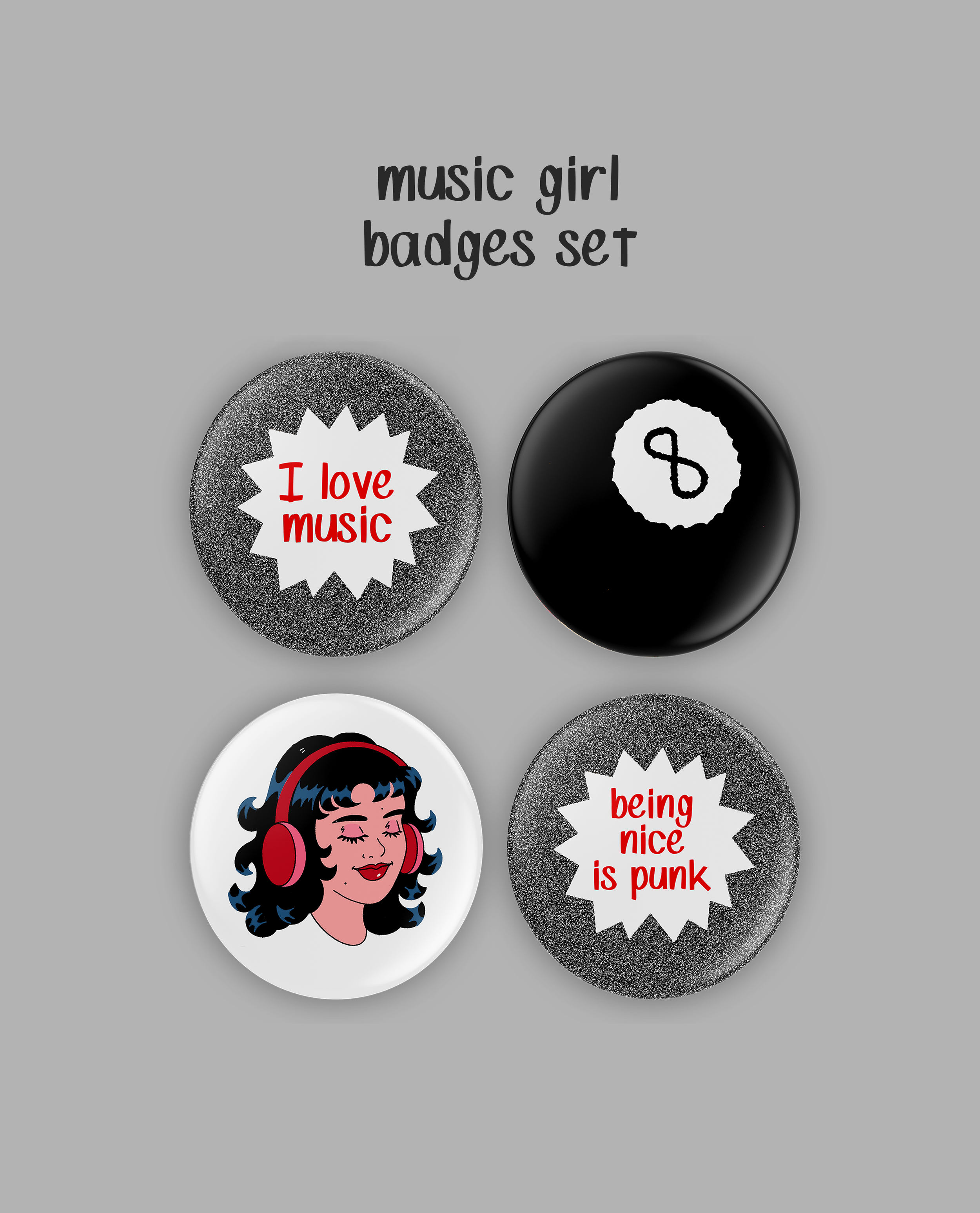 Music Girl — Badges Set