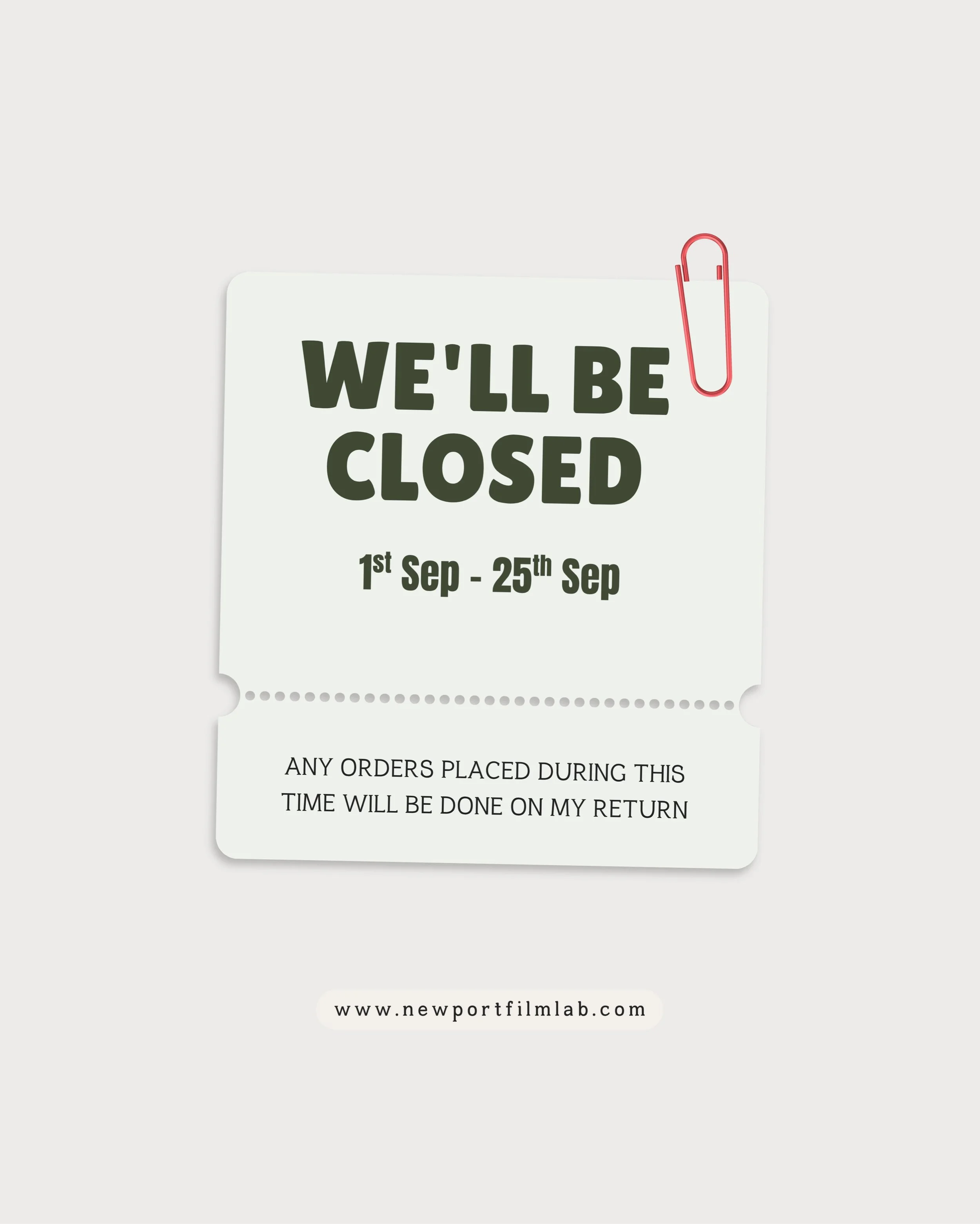 We&rsquo;ll be closed during the 1st - 25th September 
Any orders placed during this time will be done on my return 

Sorry for any inconvenience x