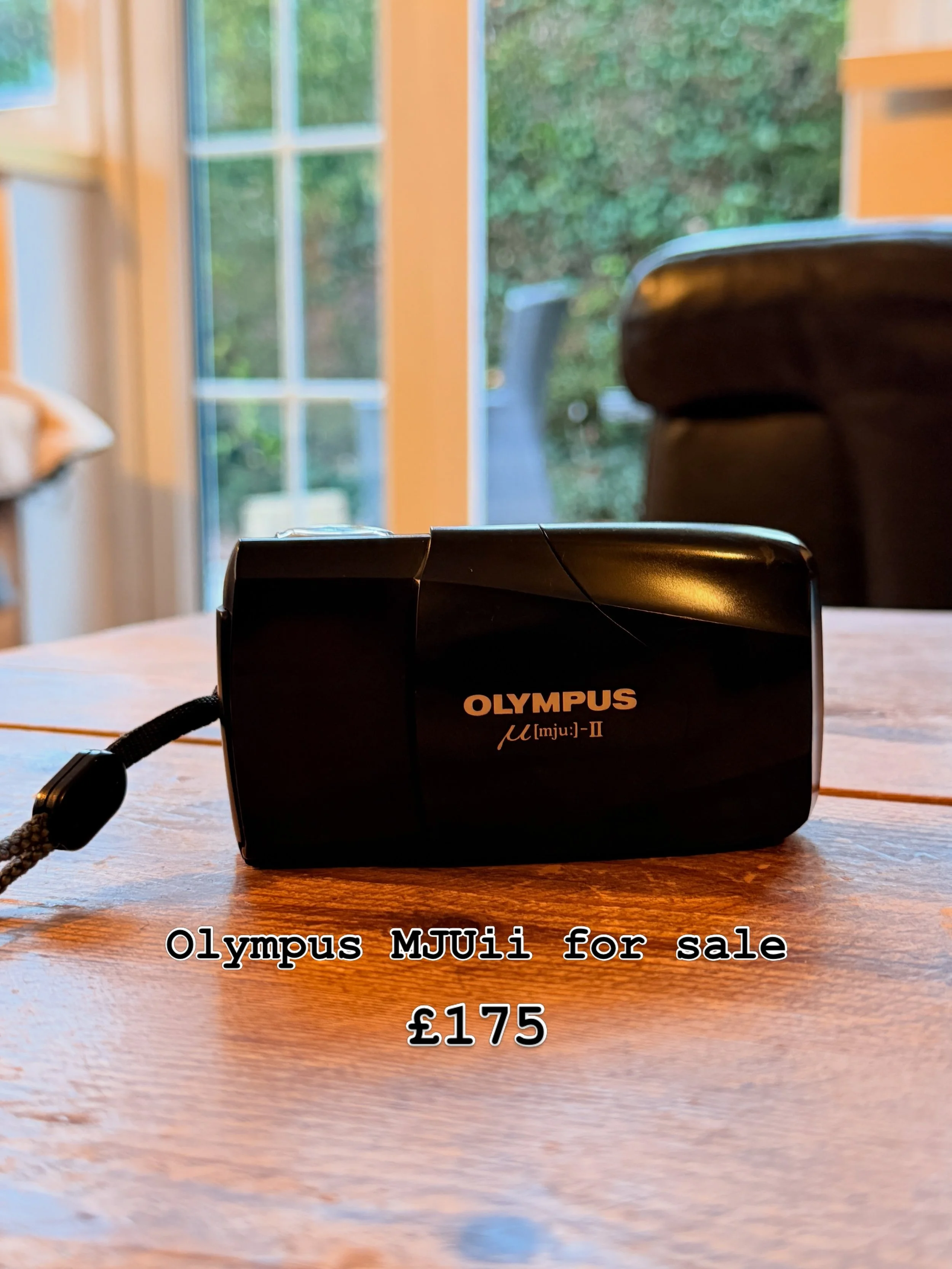 Olympus MJUii for sale! 

One of the most sought after point and shoots out there, and this one is a bargain!! 

Takes lovely pictures, perfect for travel without having a big bulky camera on you

It does have an intermittent rewind issue, sometimes 